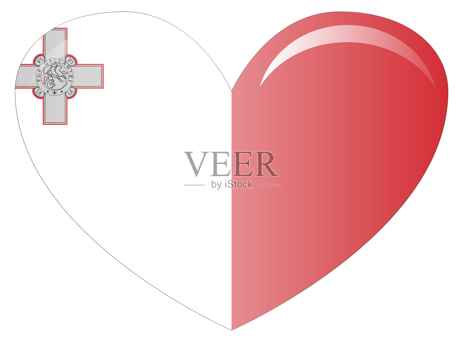 马耳他旗原始和简单的马耳他旗设计元素图片