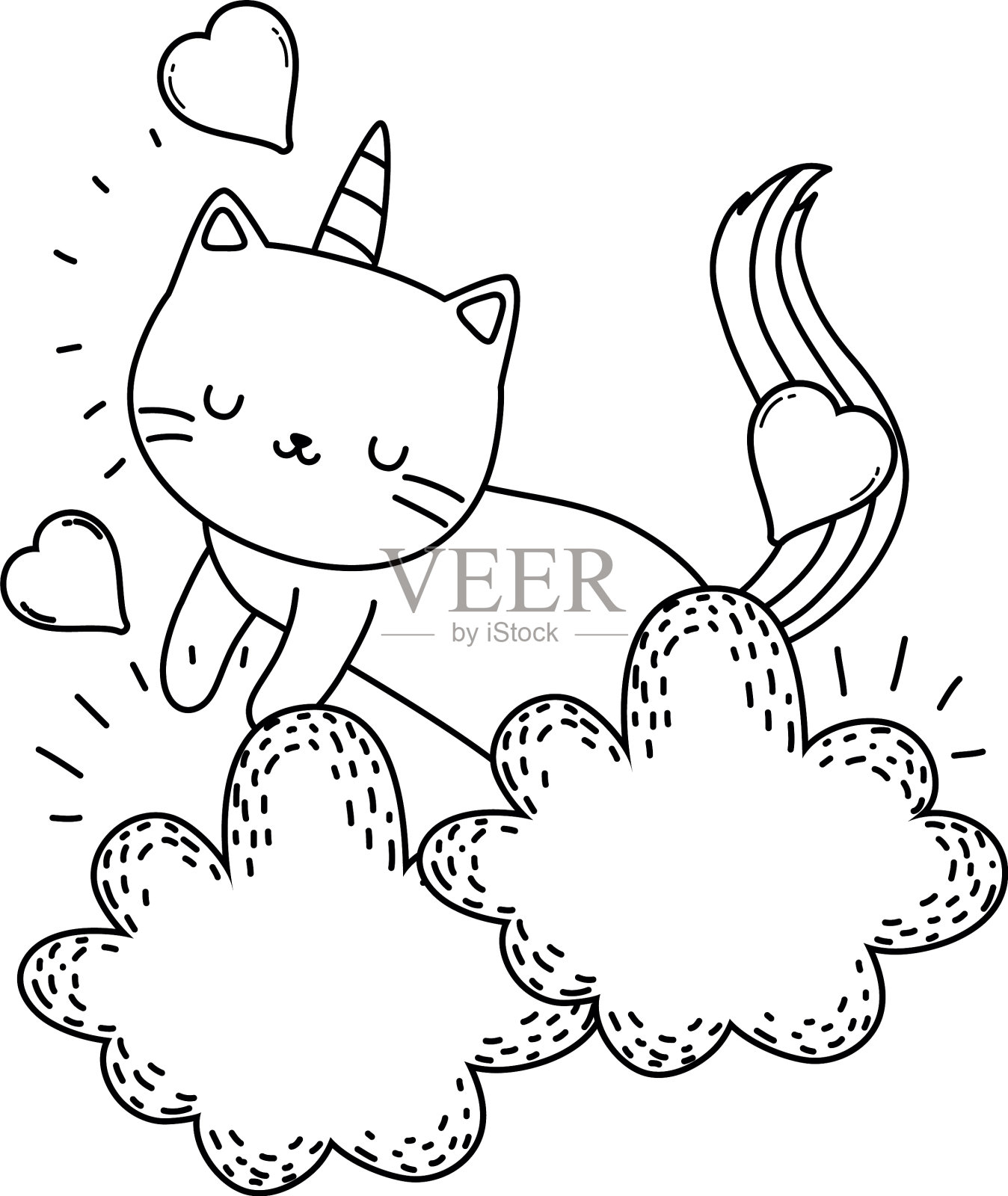 独角兽猫卡通设计设计元素图片