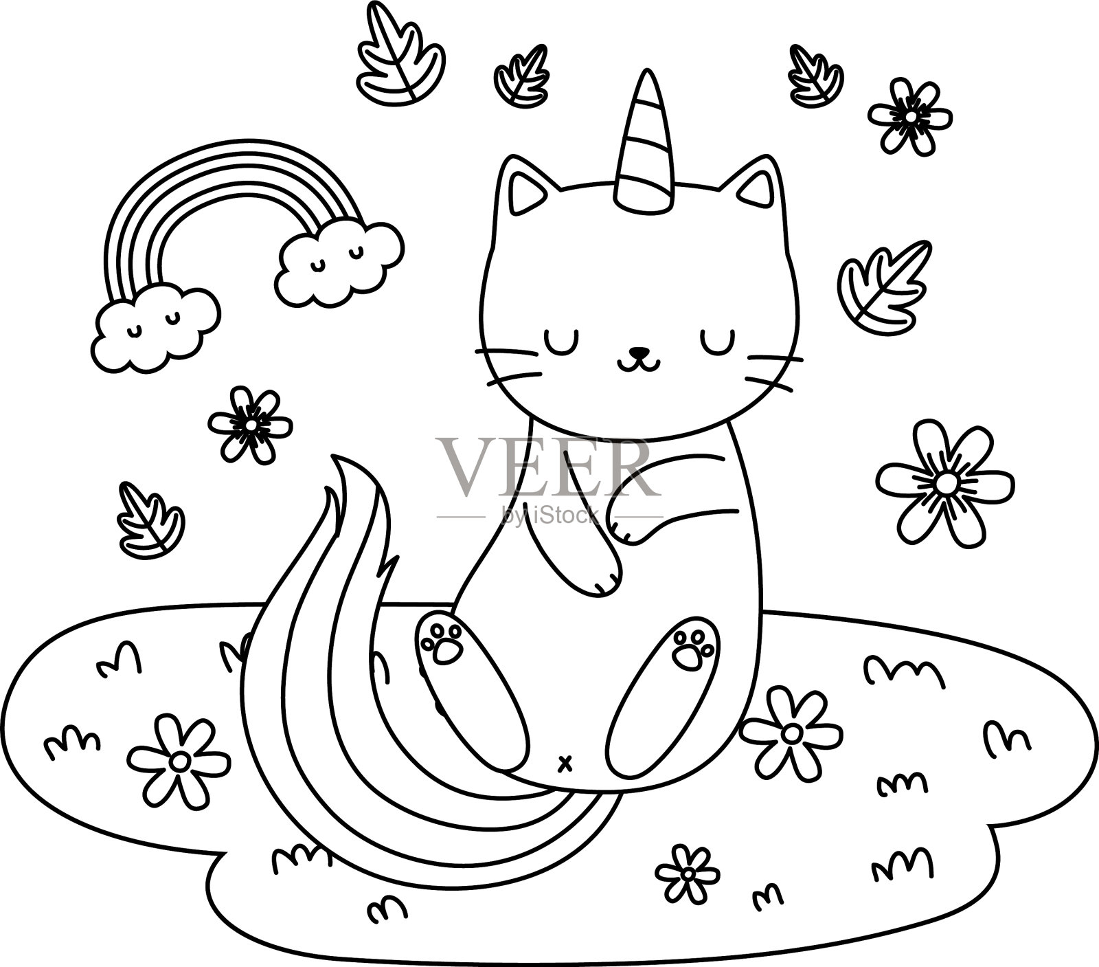 独角兽猫卡通设计设计元素图片