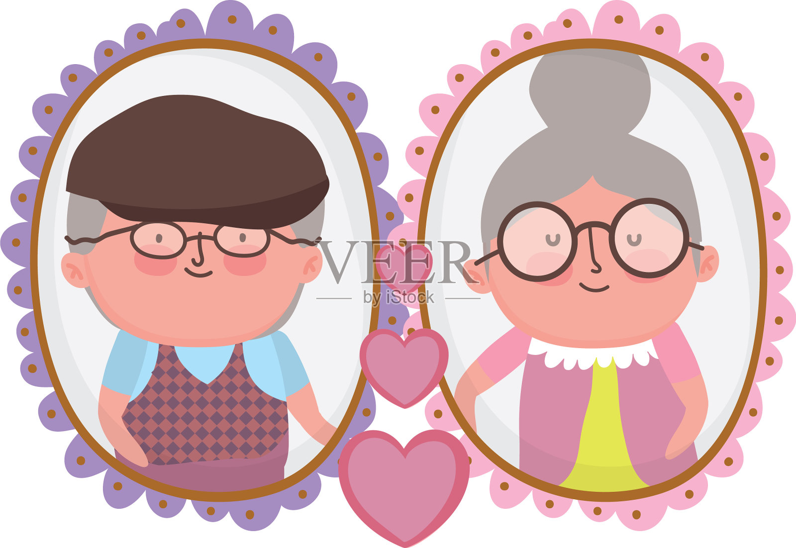 奶奶和爷爷的卡通设计设计元素图片