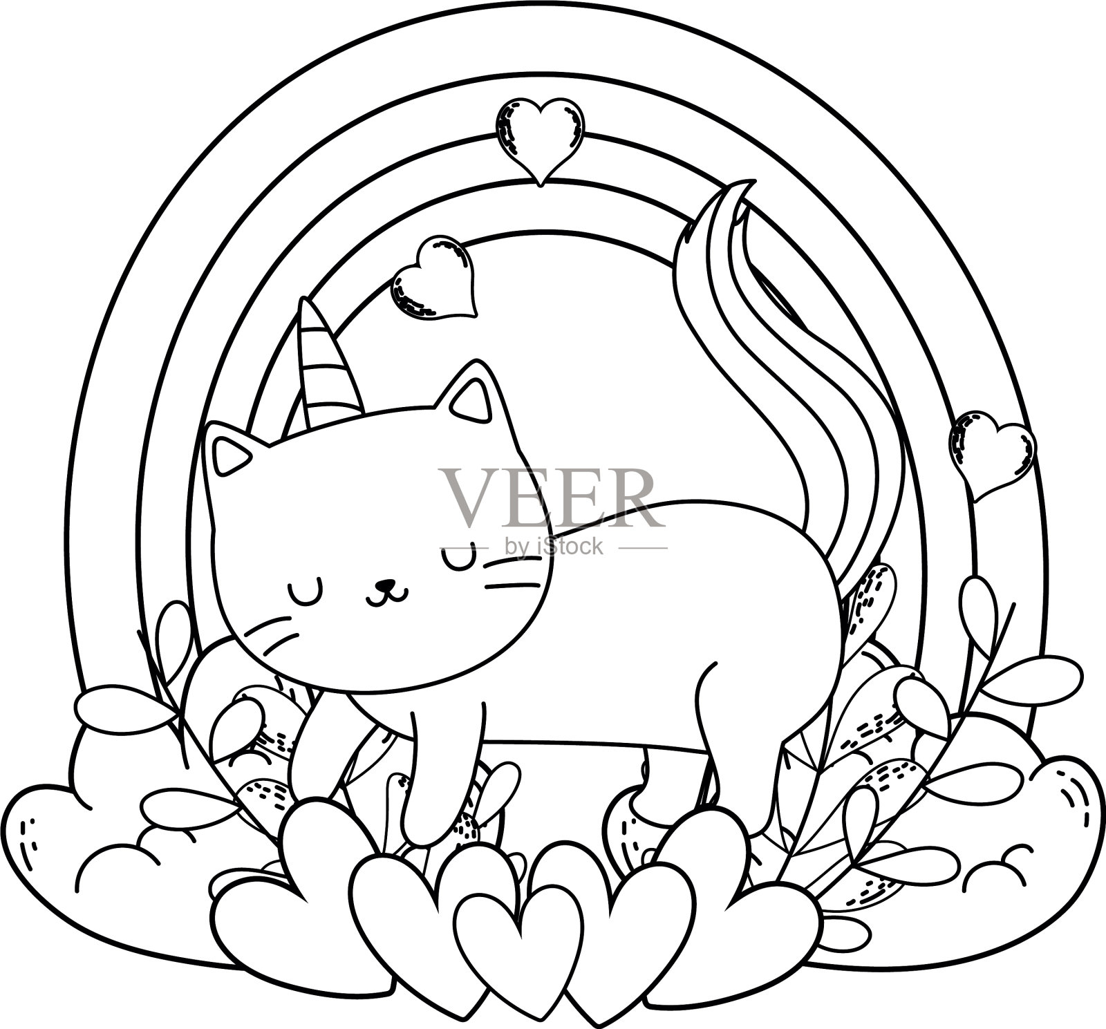 独角兽猫卡通设计设计元素图片