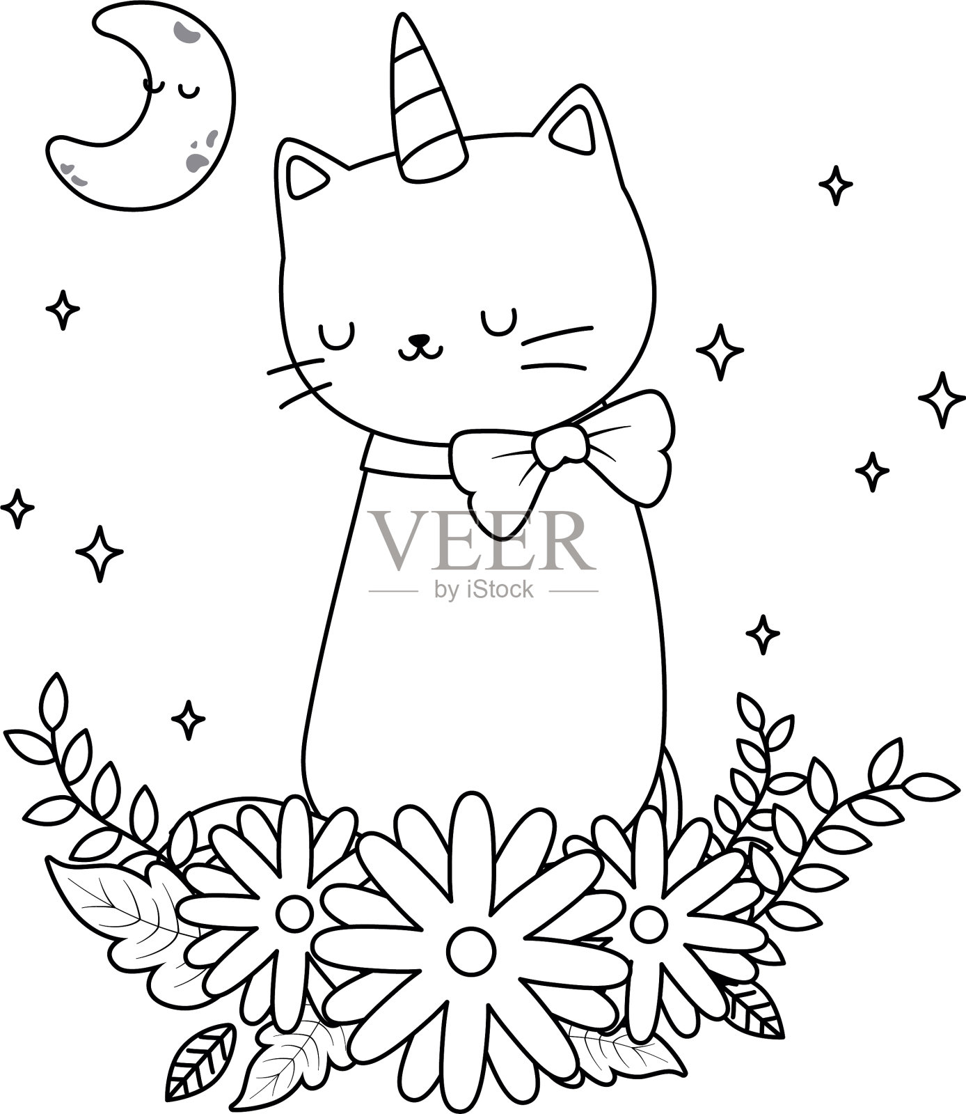 独角兽猫卡通设计设计元素图片