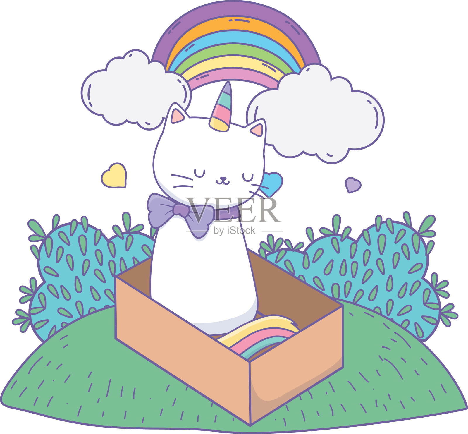 独角兽猫卡通设计设计元素图片