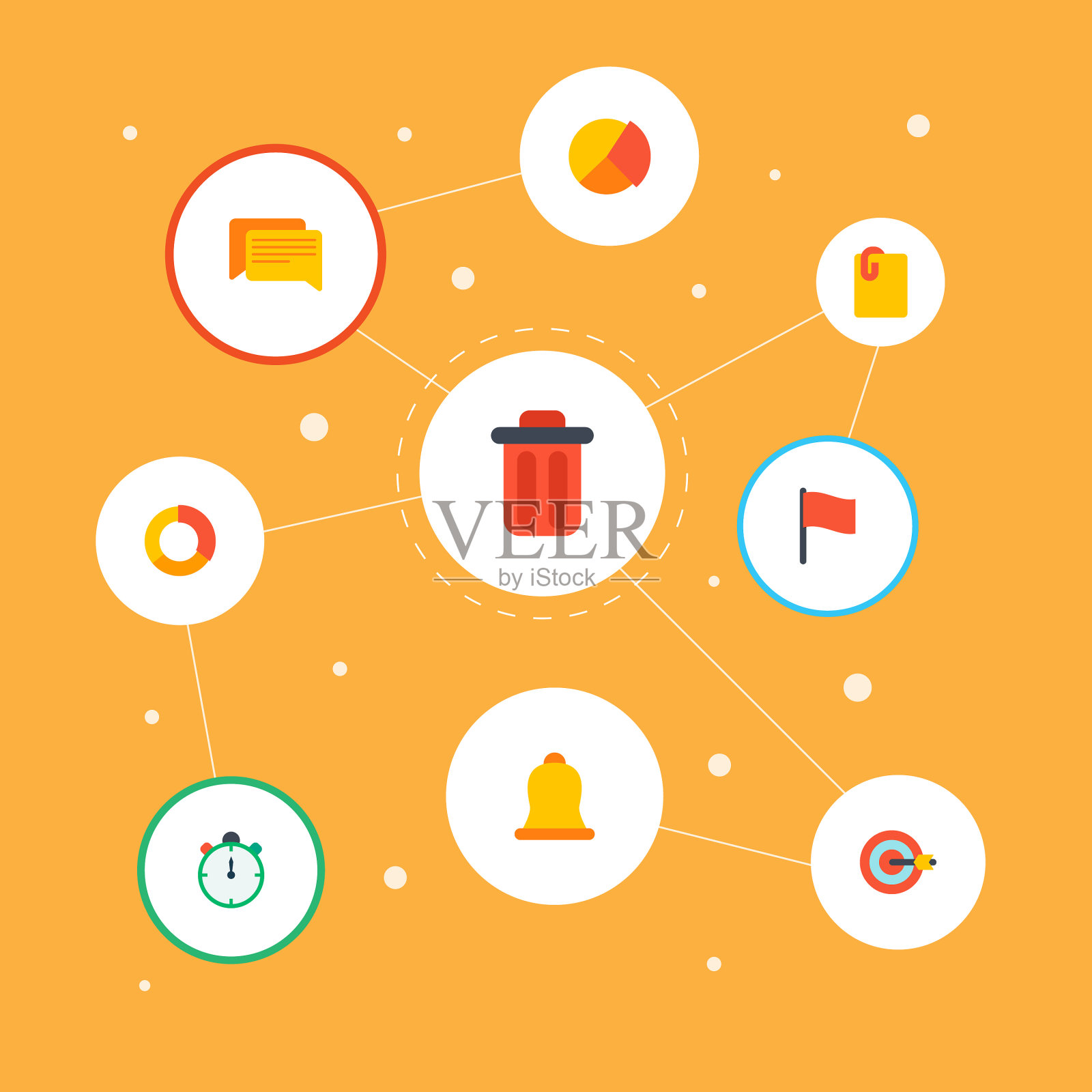 一组管理图标用的平面样式符号图标素材