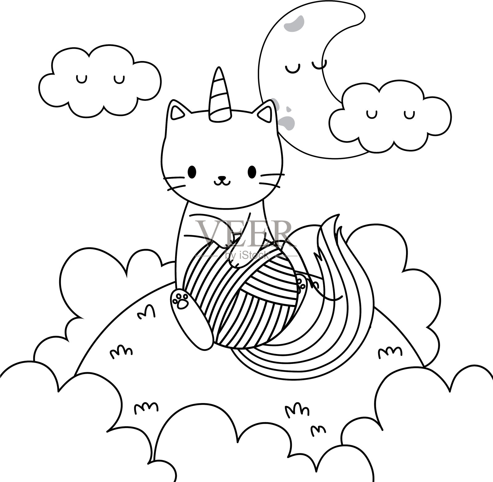 独角兽猫卡通设计设计元素图片