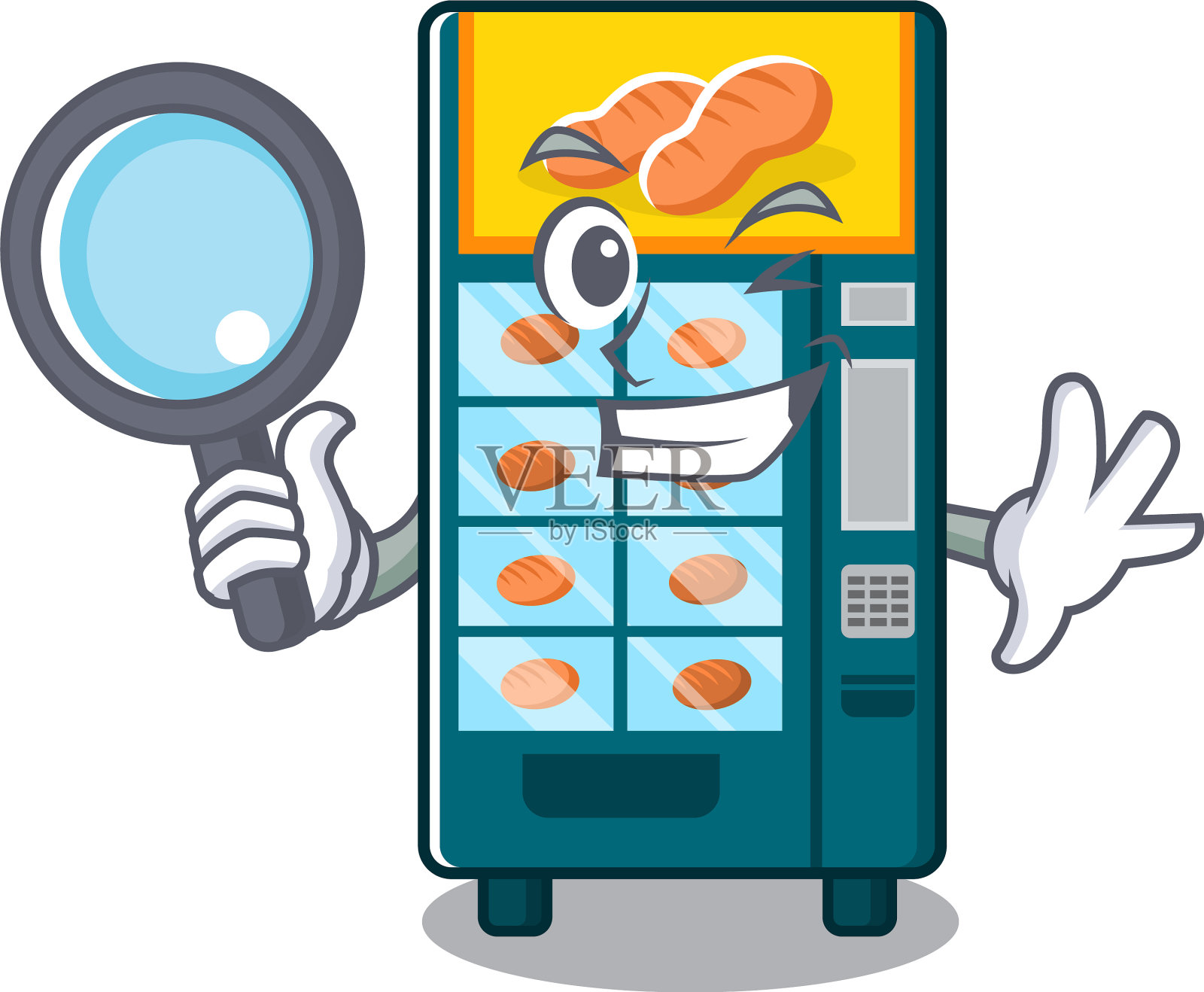 侦探面包店自动售货机的角色设计元素图片