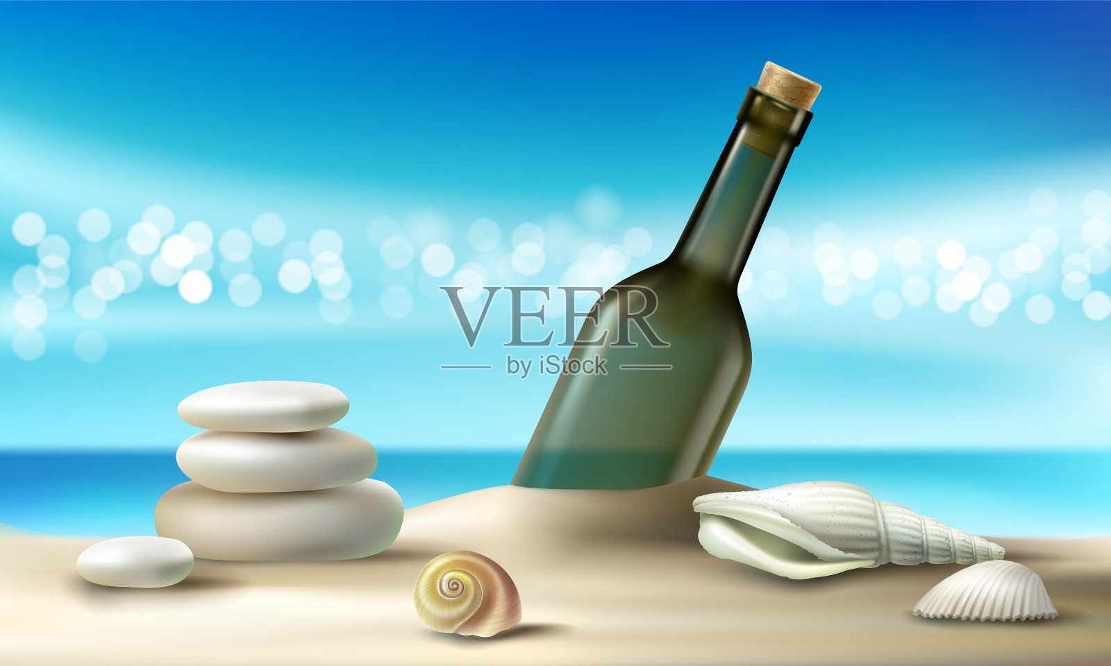 一个玻璃瓶插画图片素材