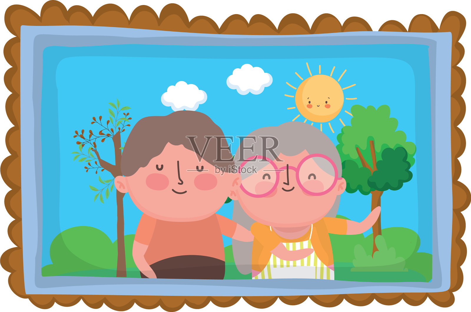 奶奶和爷爷的卡通设计设计元素图片