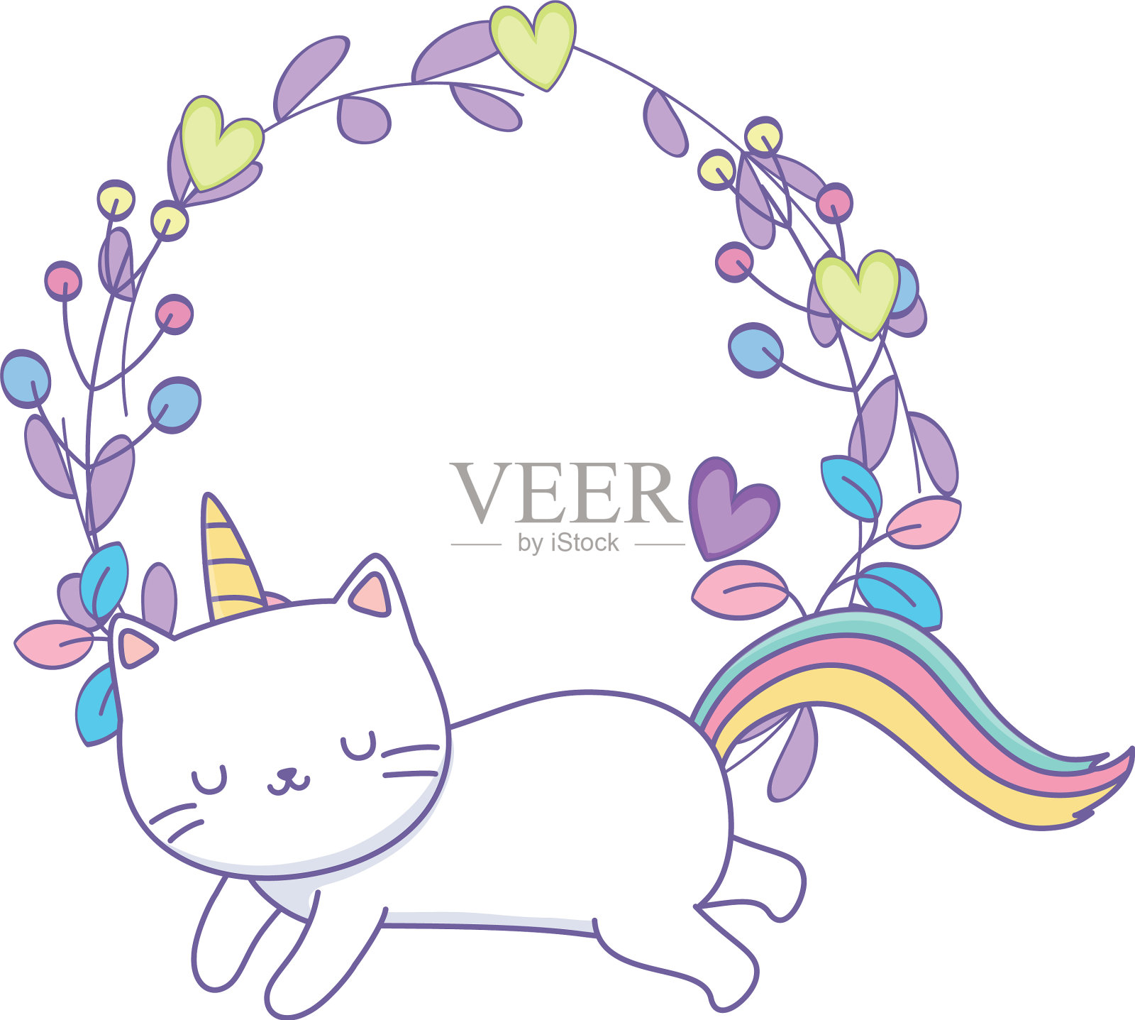 独角兽猫卡通设计设计元素图片