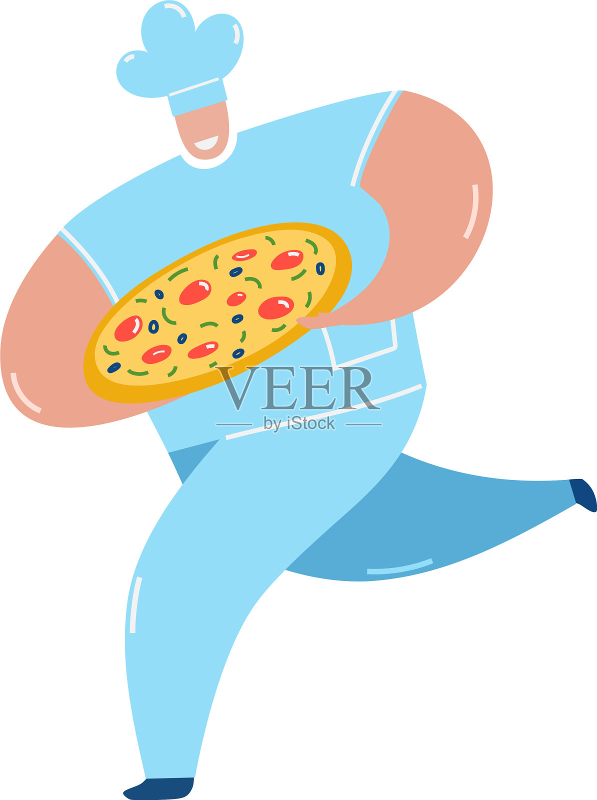 厨师带着披萨跑着设计元素图片