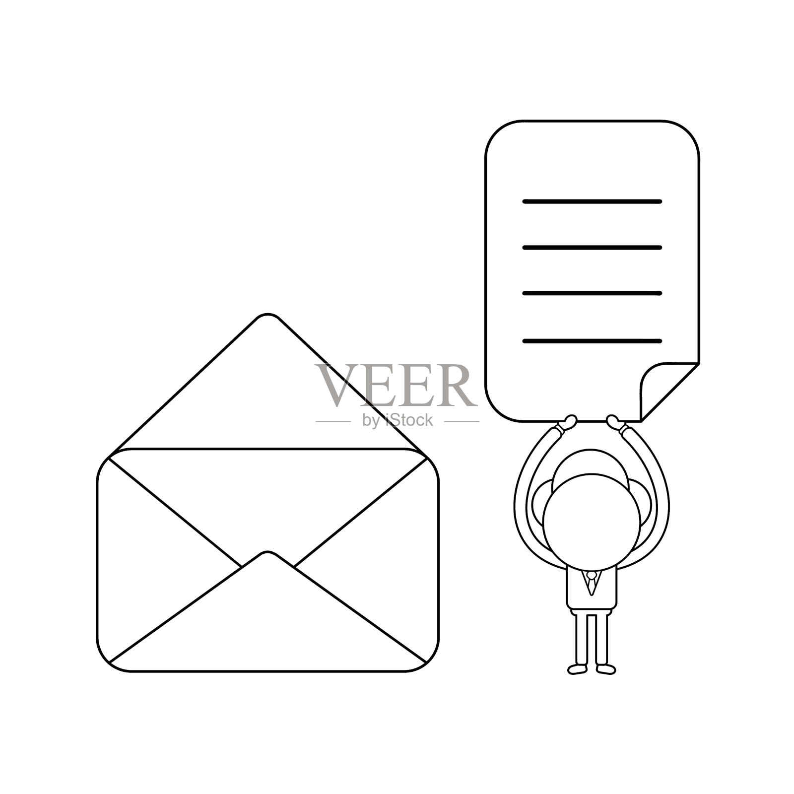 商人性格与开放的信封和图标素材