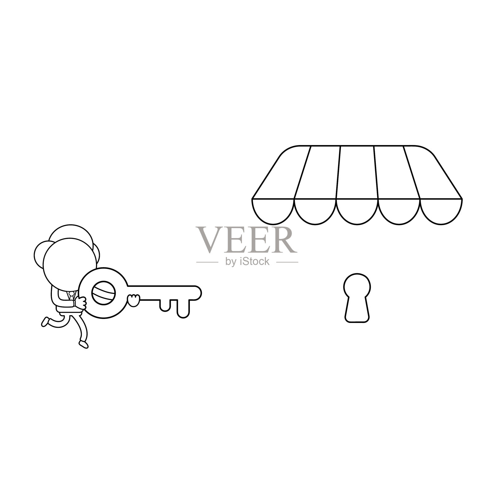 商人性格的奔跑和携带着钥匙插画图片素材