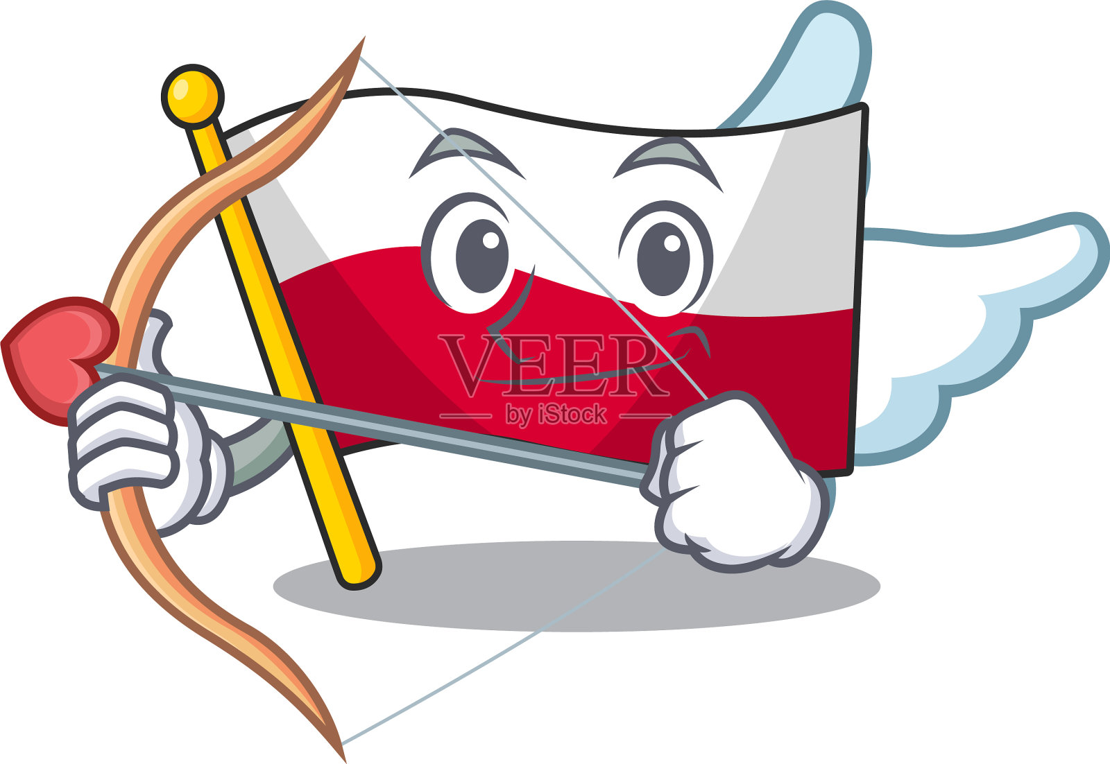 丘比特卡通造型的波兰国旗设计元素图片