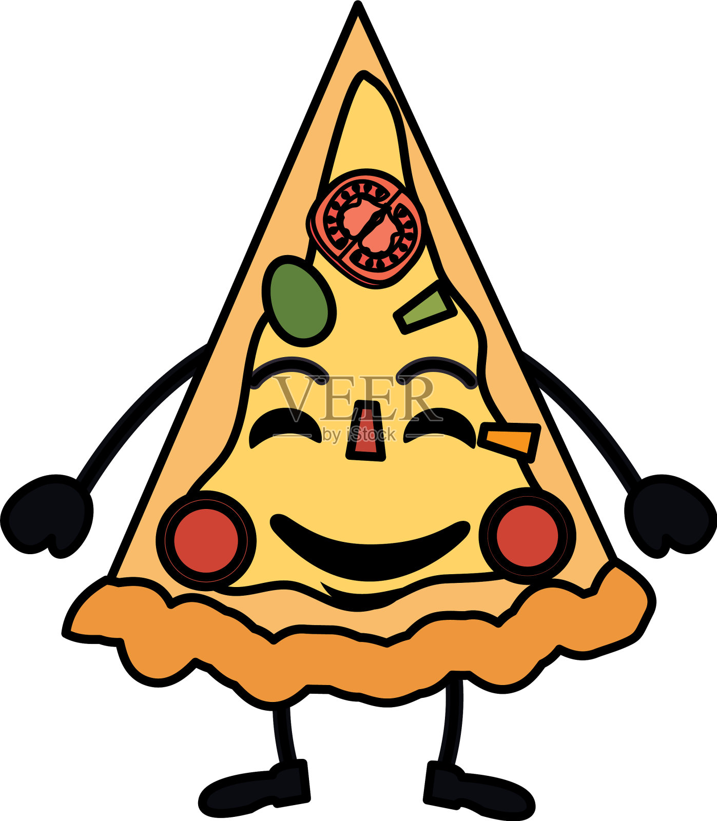美味的披萨卡哇伊性格设计元素图片