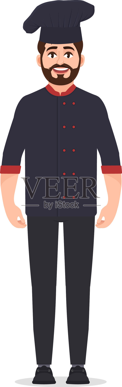 厨师厨师穿着夹克和厨师帽胡子设计元素图片