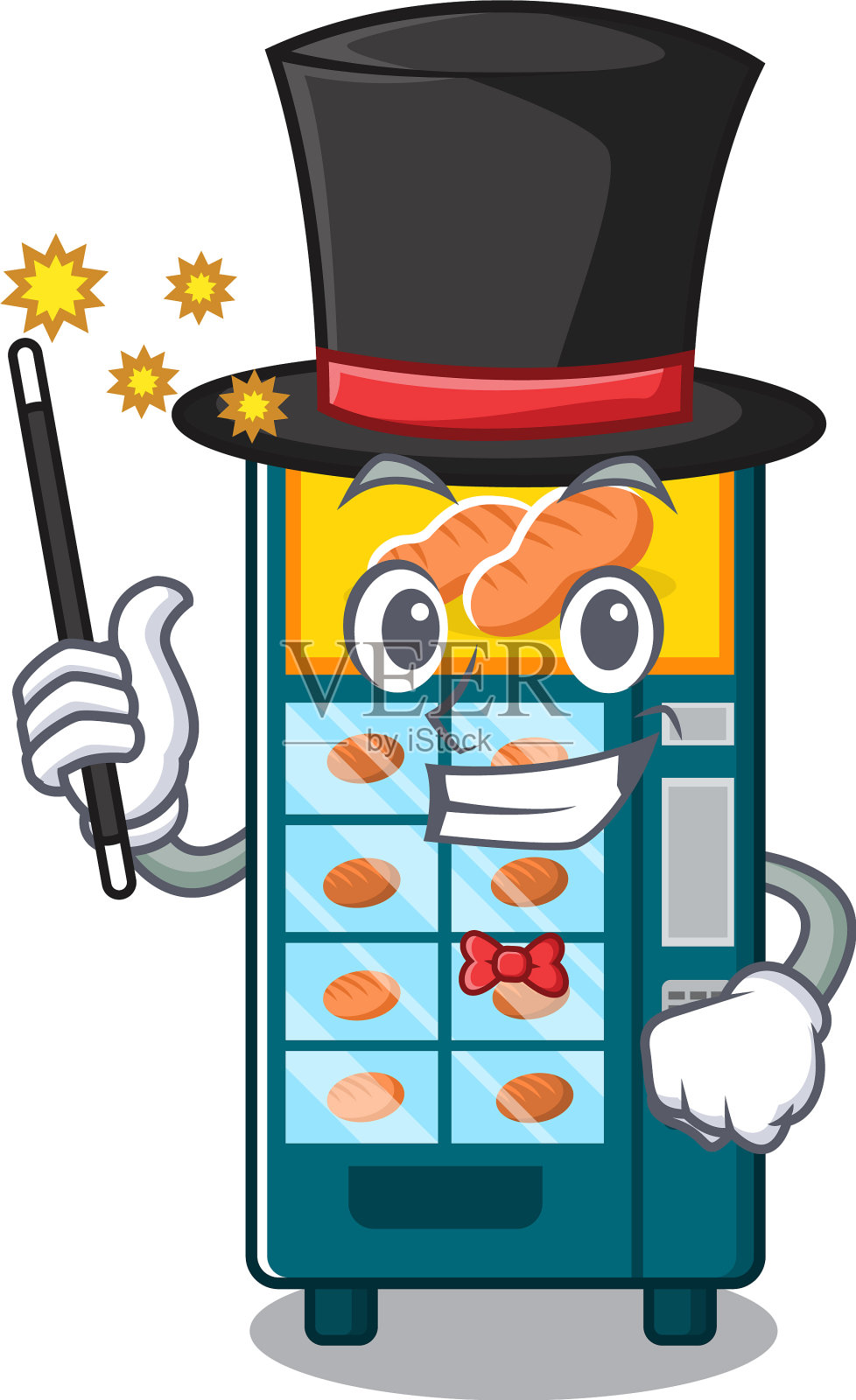 魔术师面包店自动贩卖机卡通设计元素图片