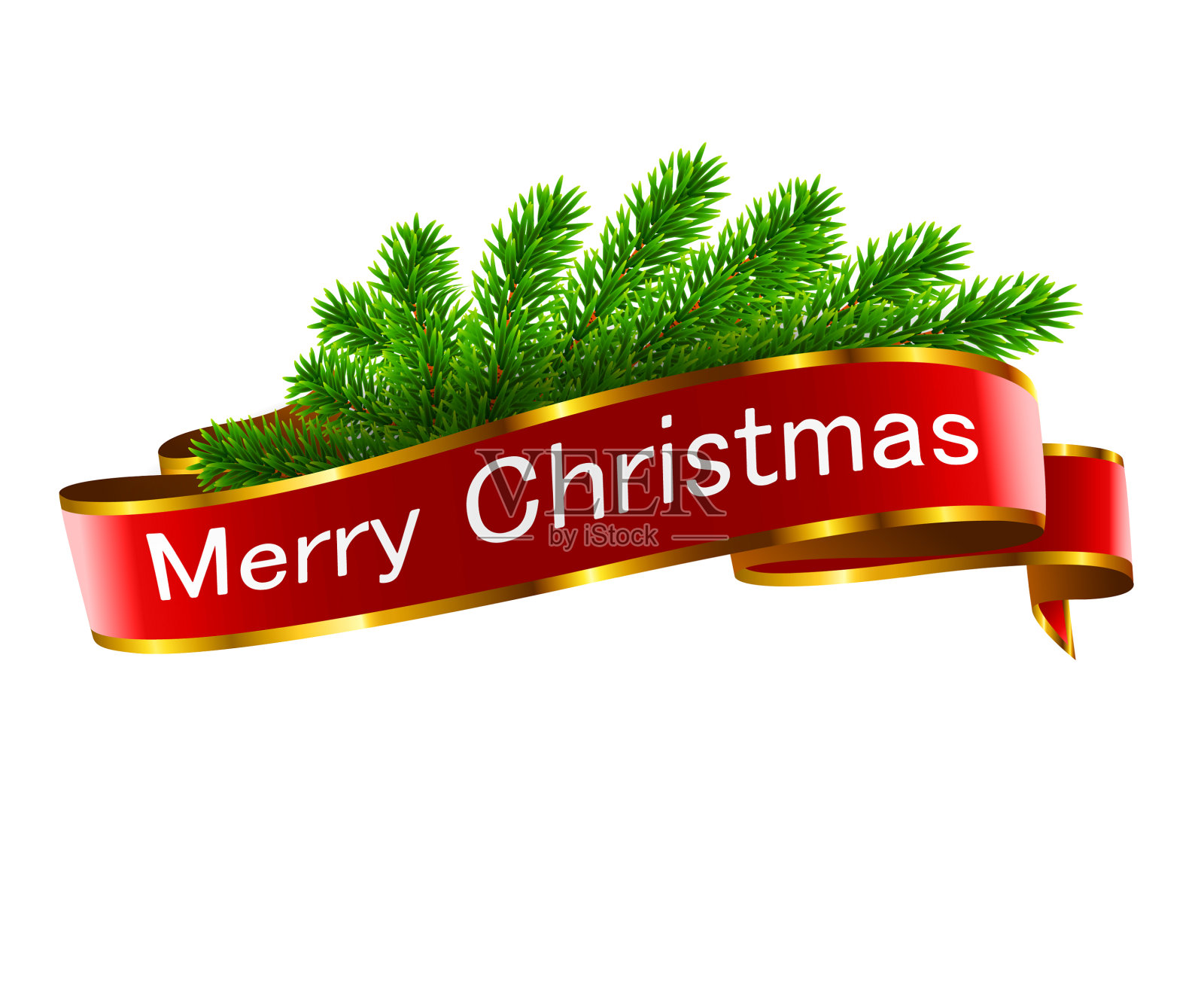 用红丝带装饰圣诞节日插画图片素材