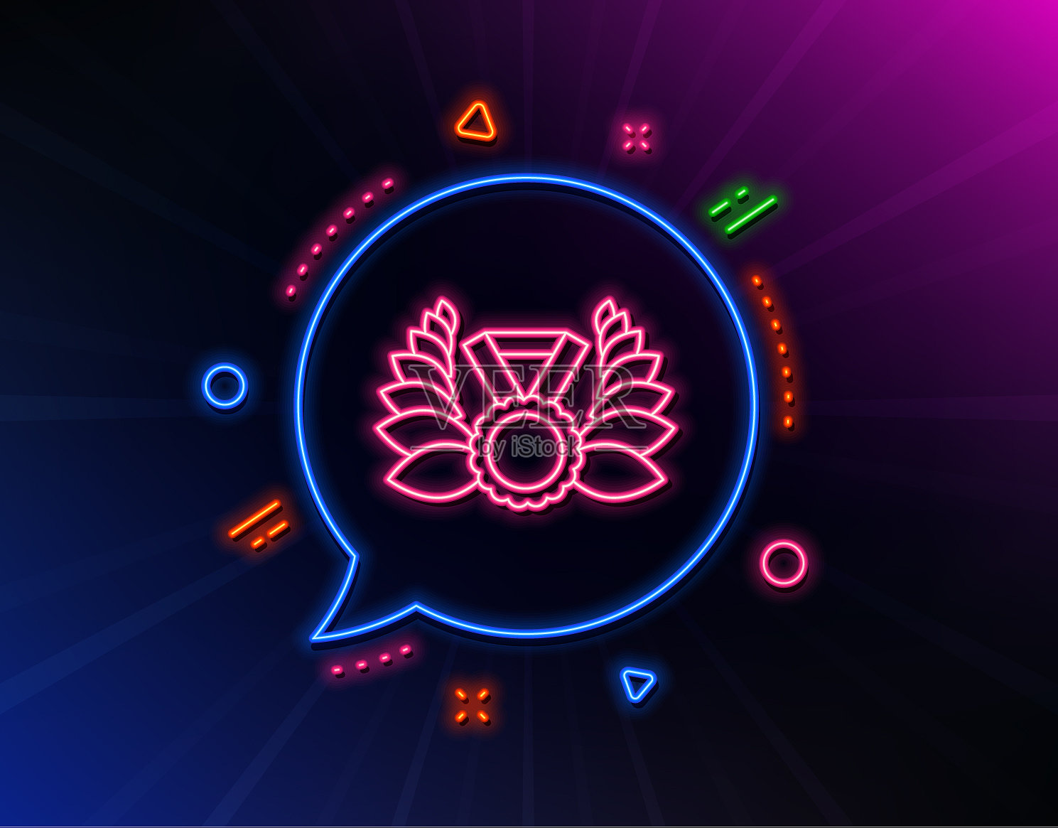 桂冠花圈线图标获奖者奖章标志插画图片素材