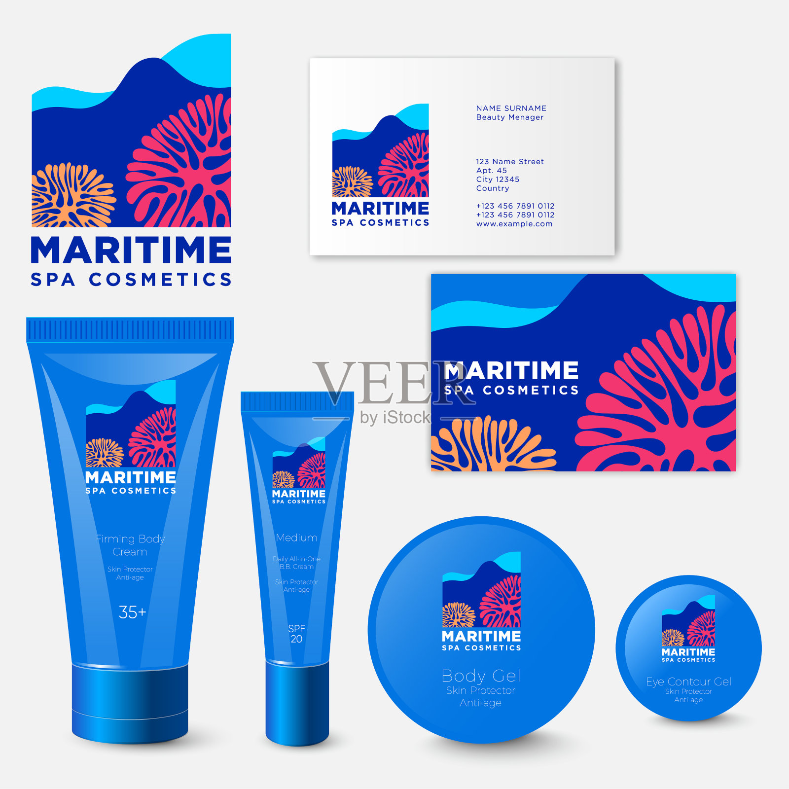 海事spa化妆品包装插画图片素材