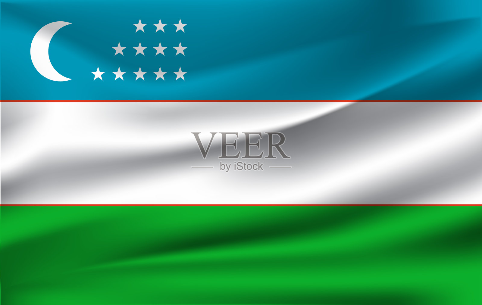 三维挥旗乌兹别克斯坦插画图片素材