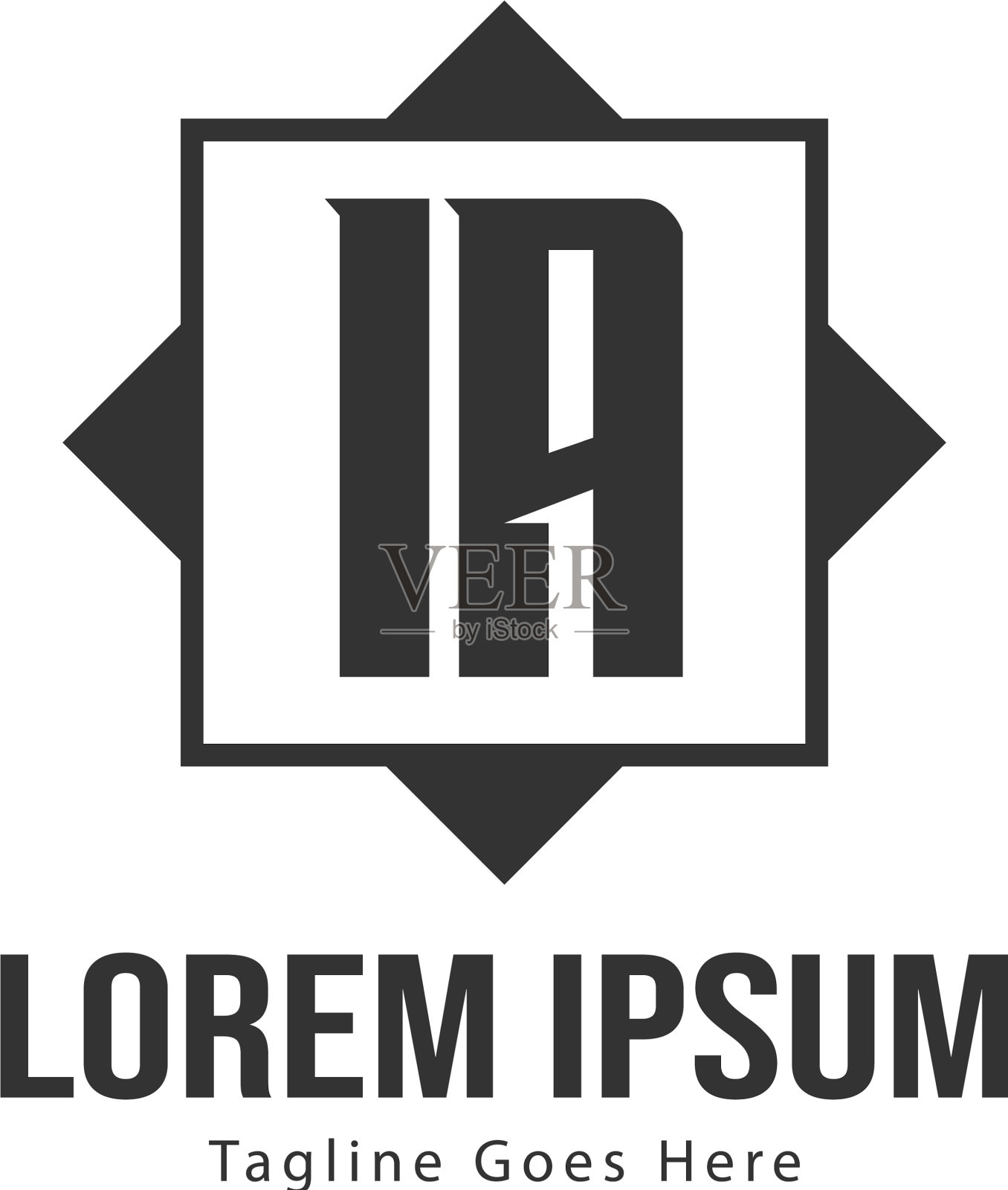 初始ia标志模板与现代框架插画图片素材