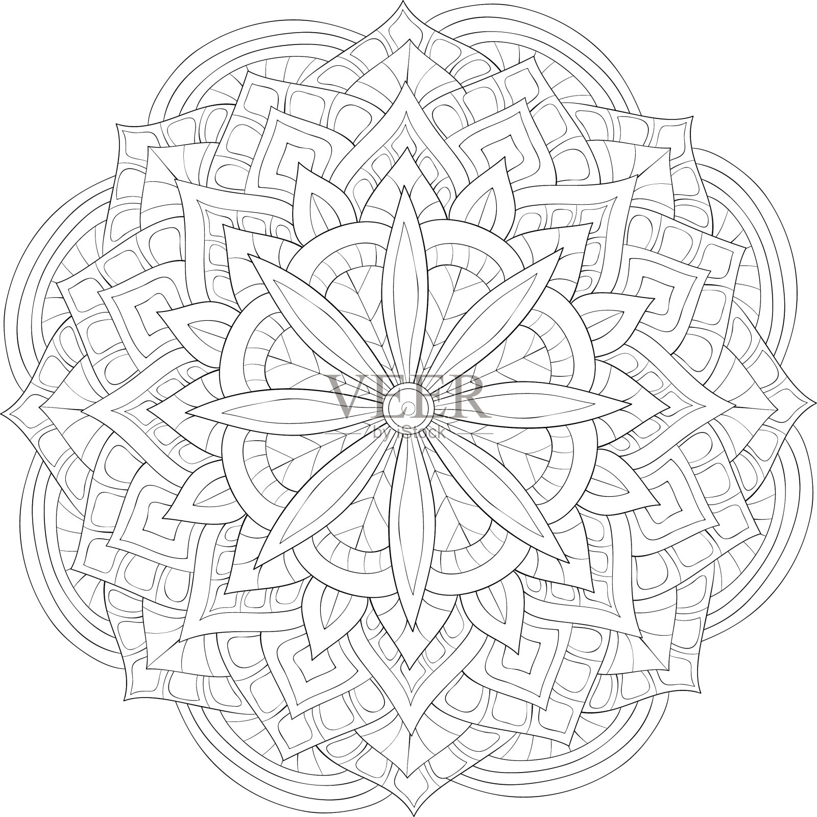 成人涂色书册一幅禅宗曼陀罗图像设计元素图片