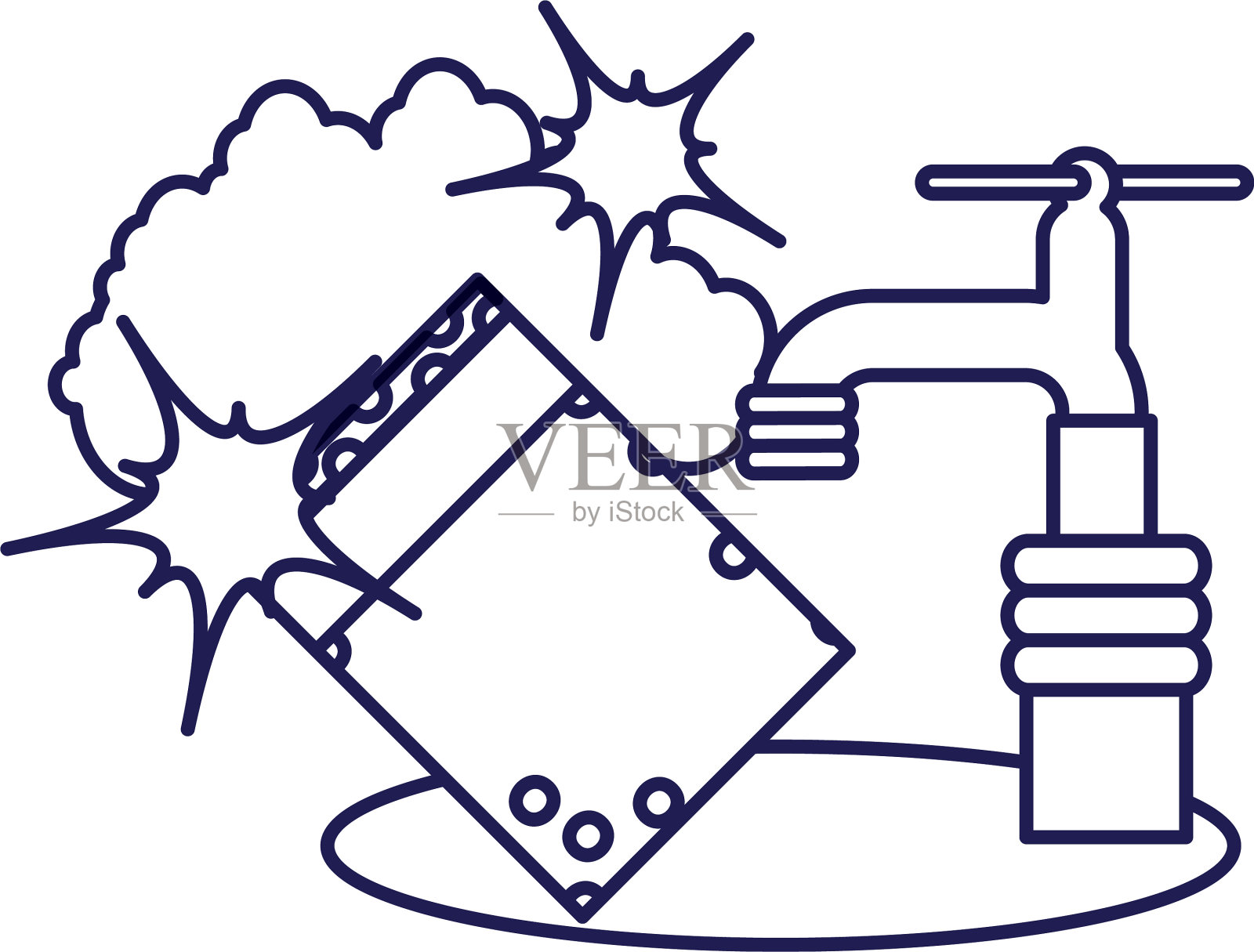 隔离水龙头设计菠萝和太阳镜设计元素图片