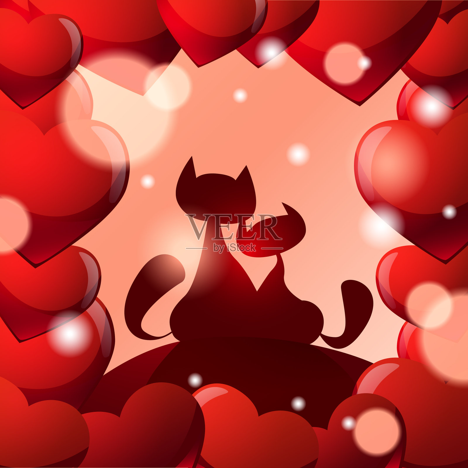 情人节贺卡背景有两张插画图片素材