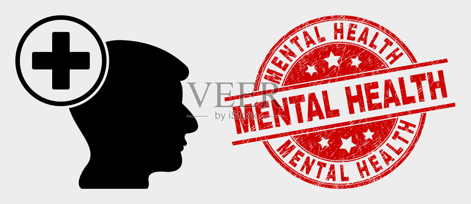 头部医学偶像和垃圾心理健康插画图片素材