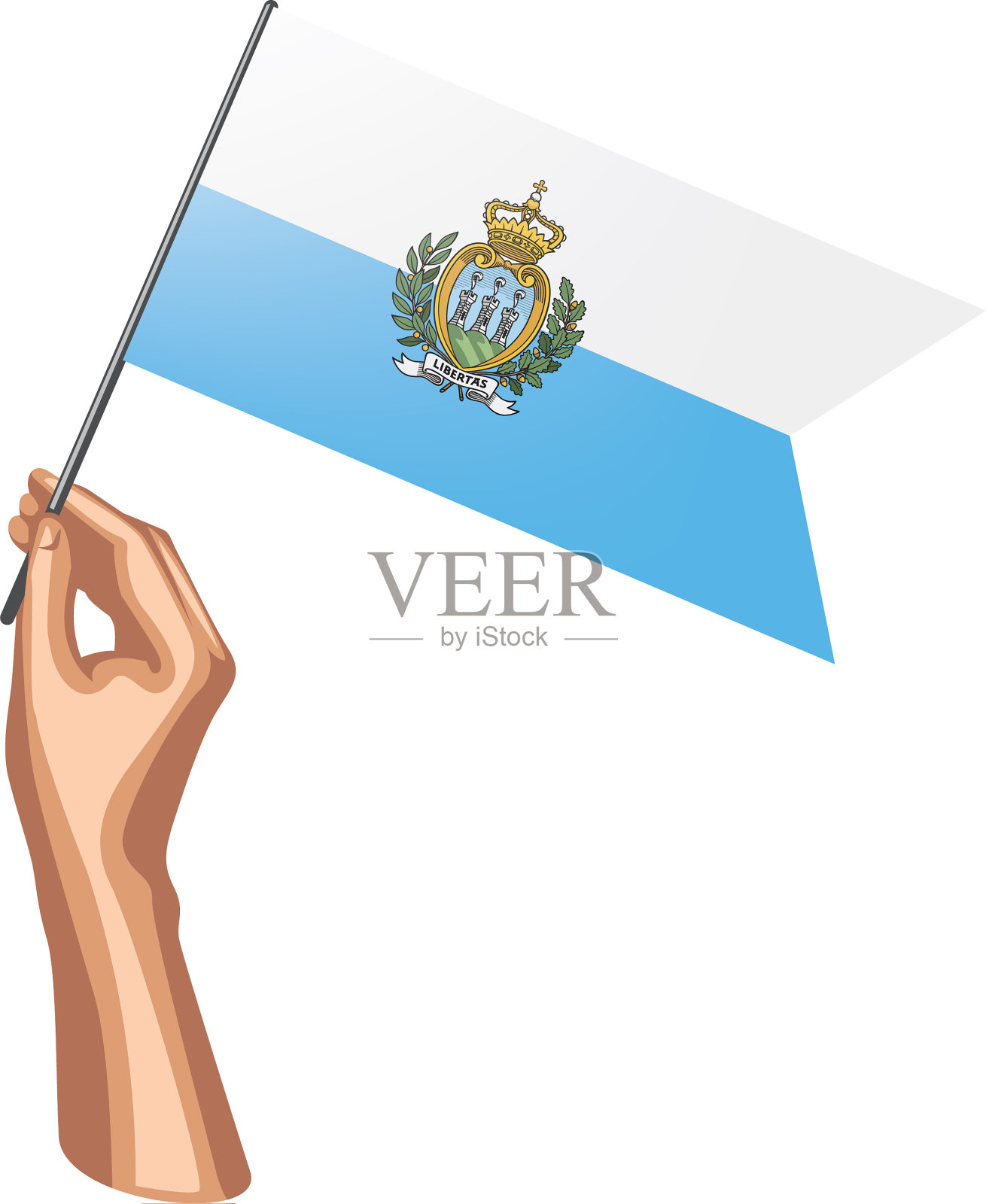 圣马力诺旗和手在白色的背景设计元素图片