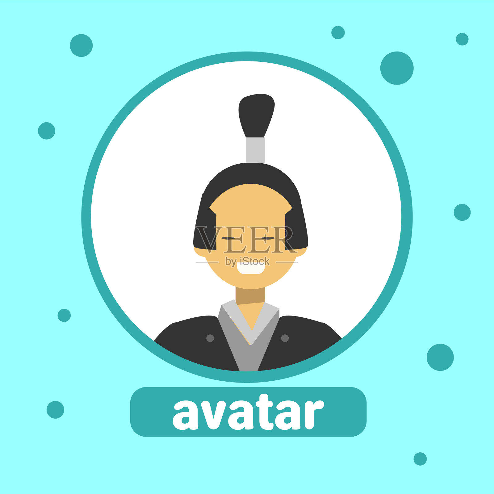 亚洲男人的头像在传统韩国男性插画图片素材