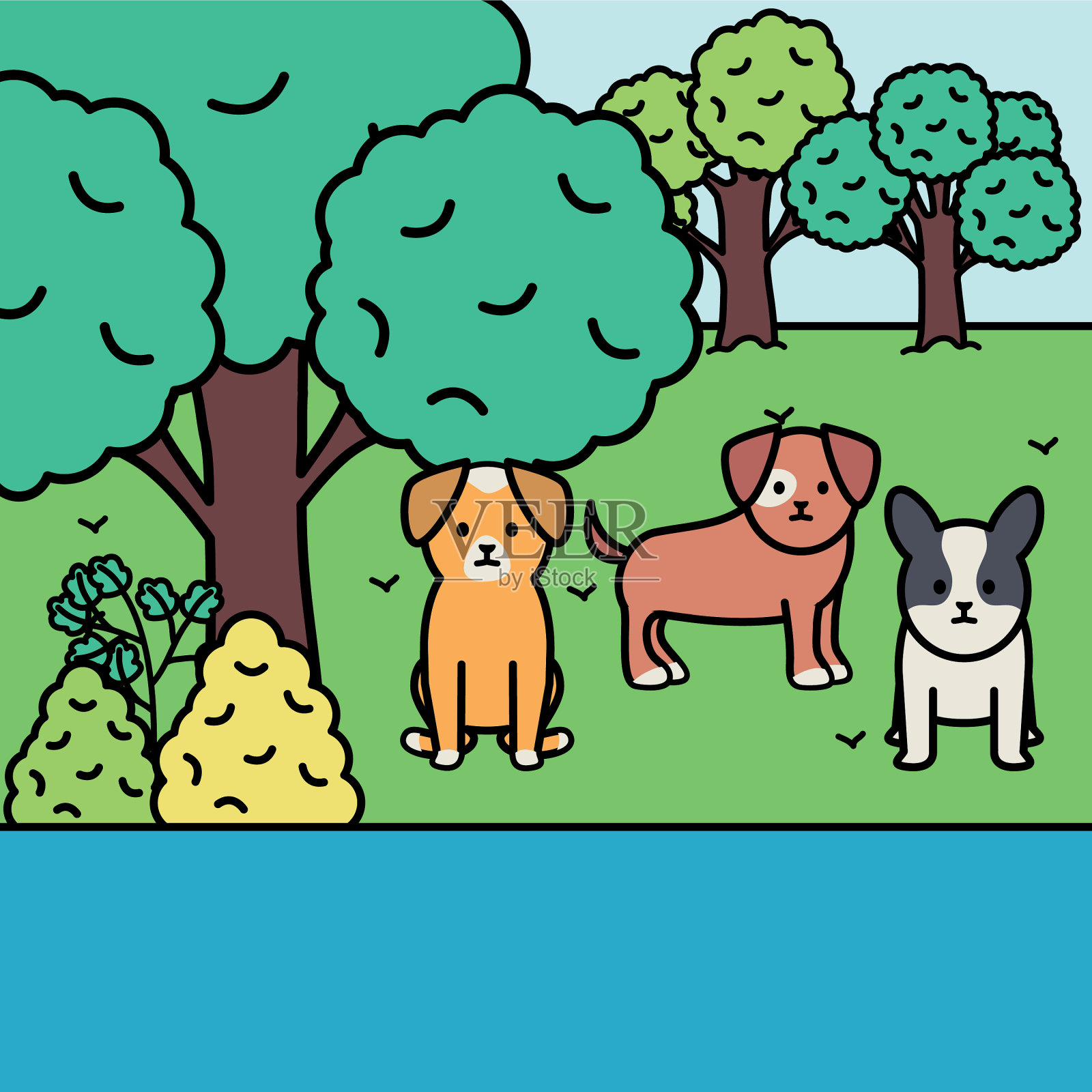 小狗是风景中可爱的吉祥物插画图片素材