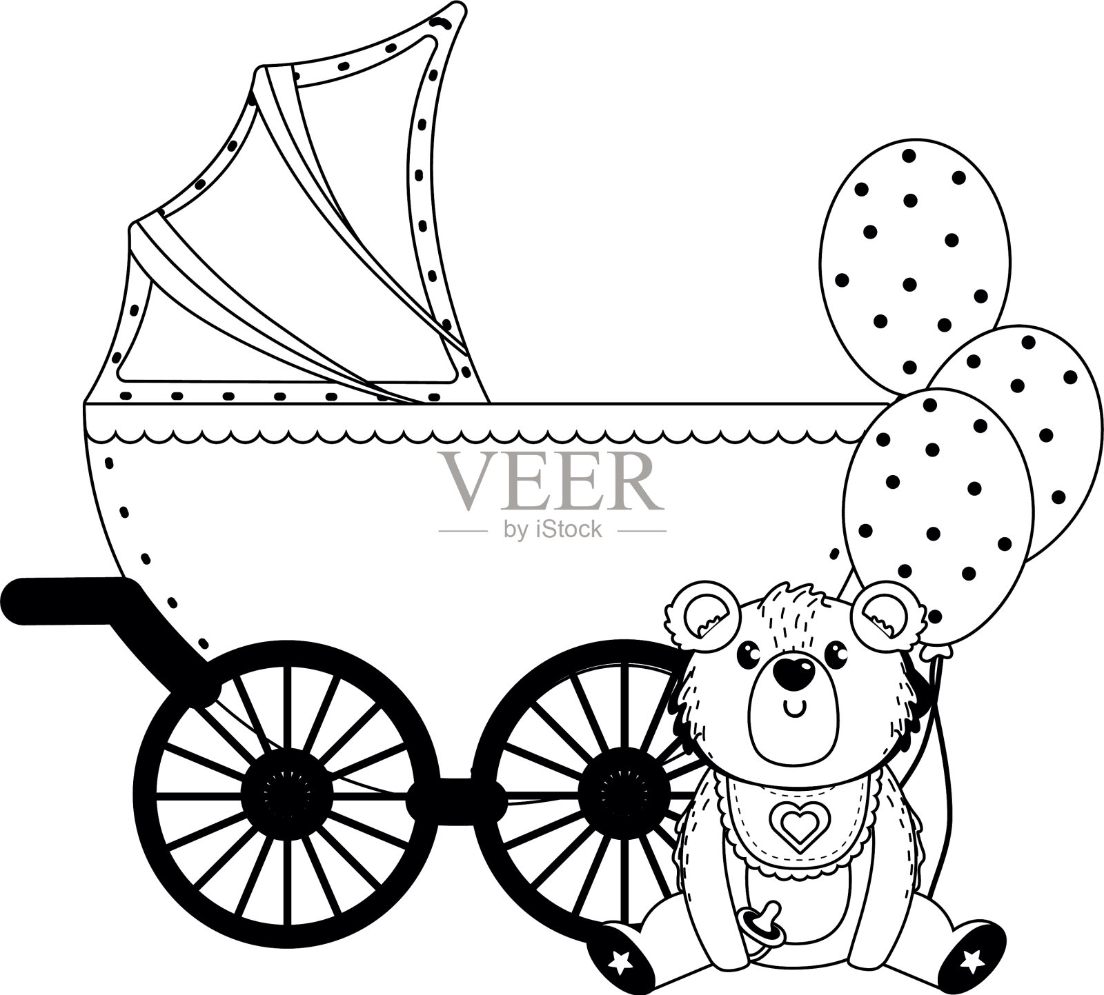 娃娃和泰迪熊的设计设计元素图片