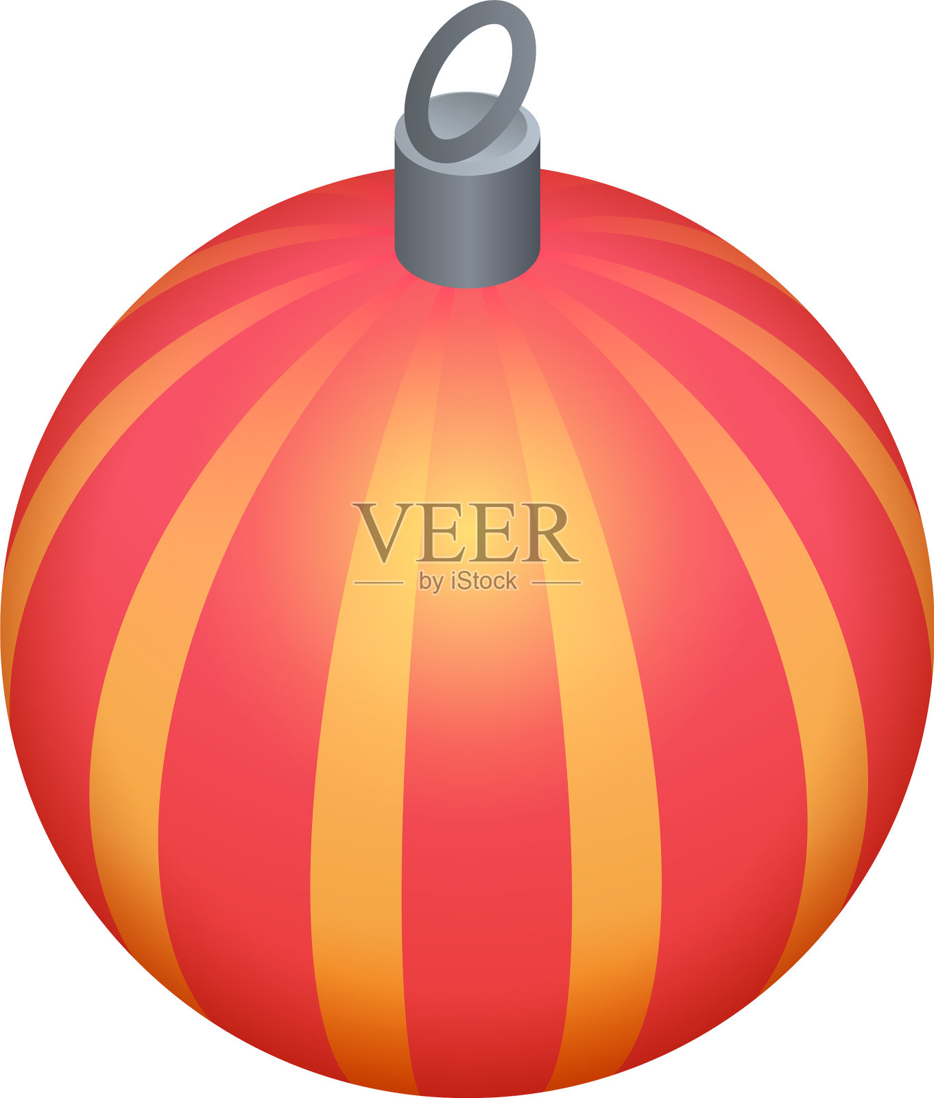 红色条纹树玩具图标等距风格设计元素图片