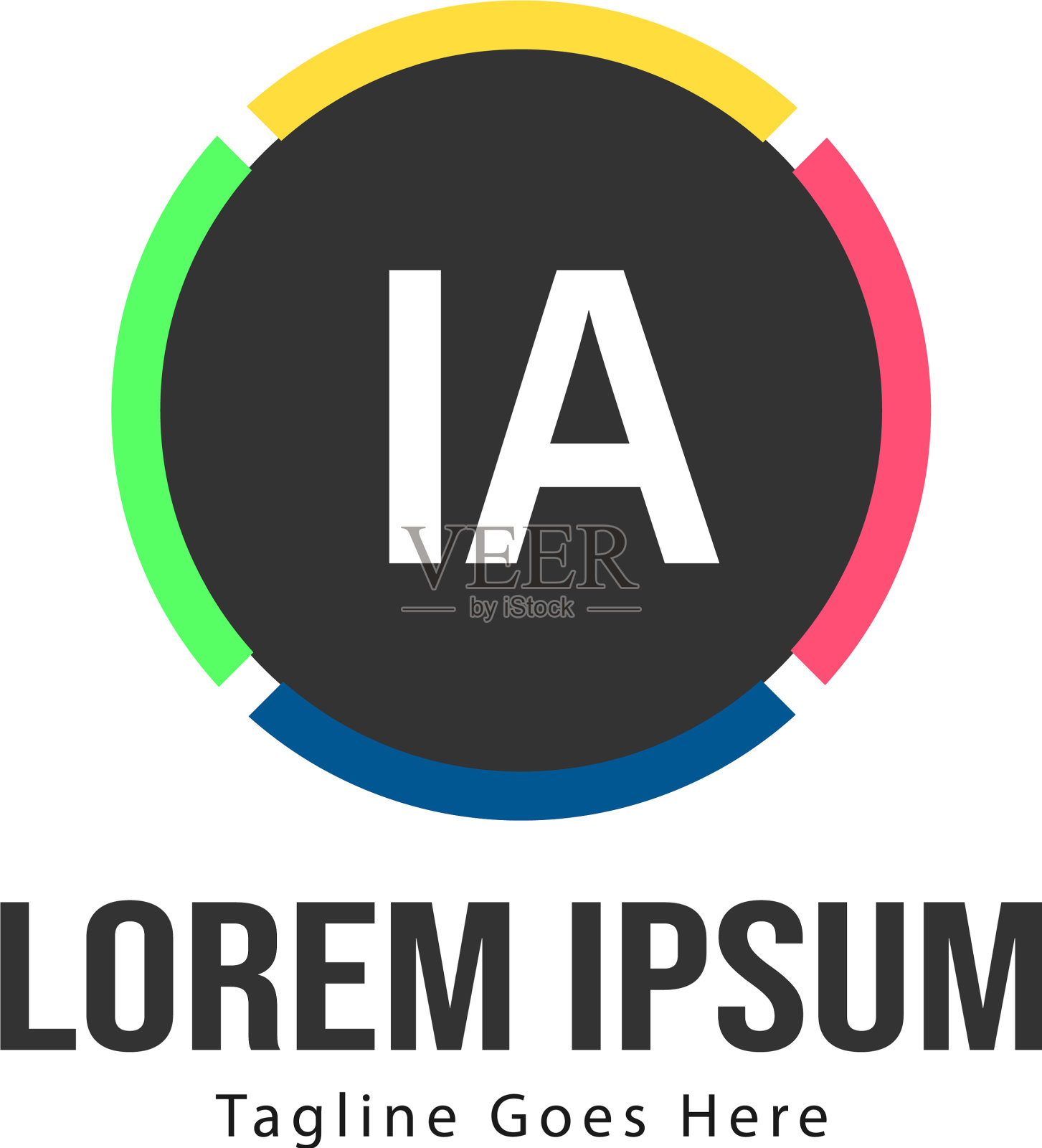 初始ia标志模板与现代框架插画图片素材