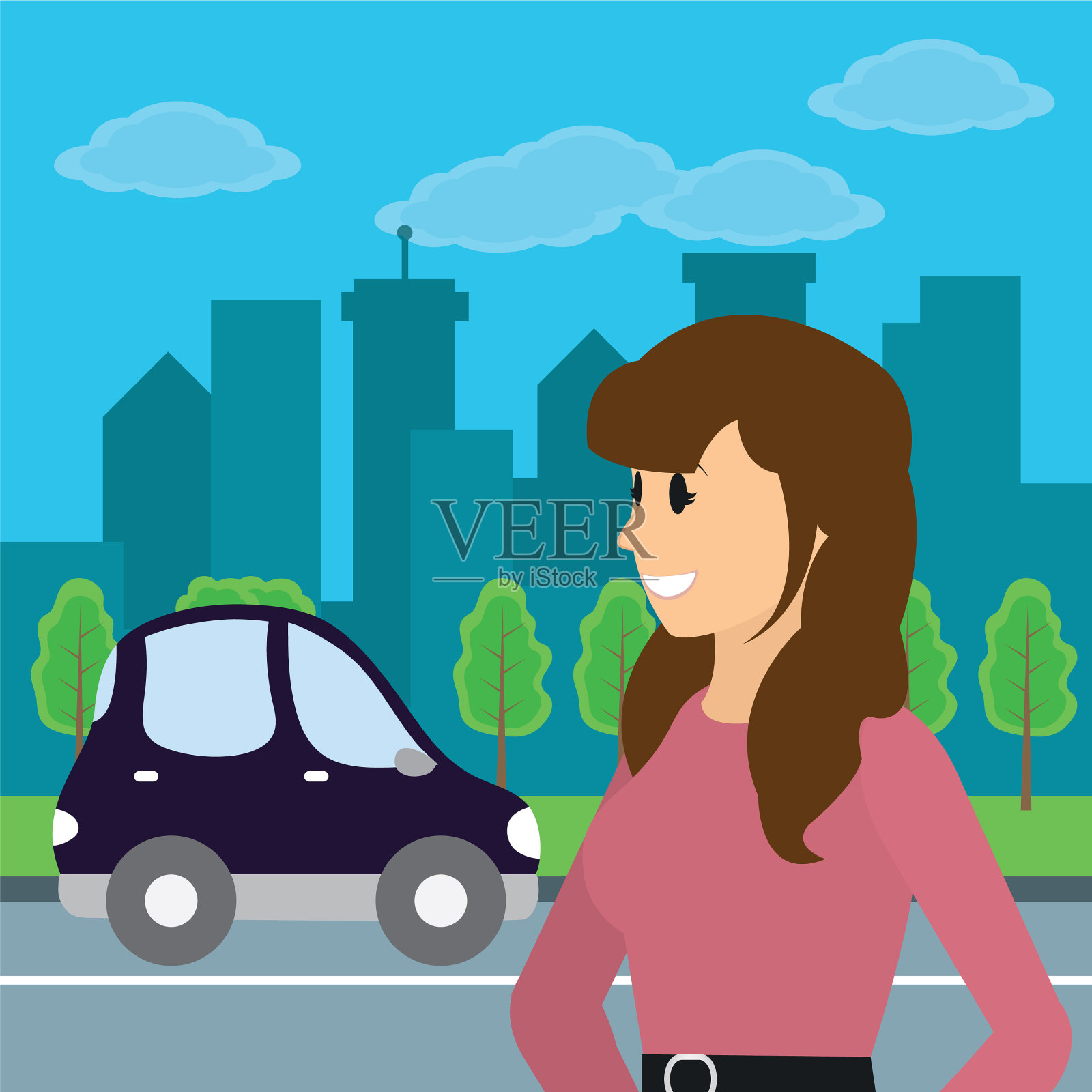 年轻女子卡通插画图片素材