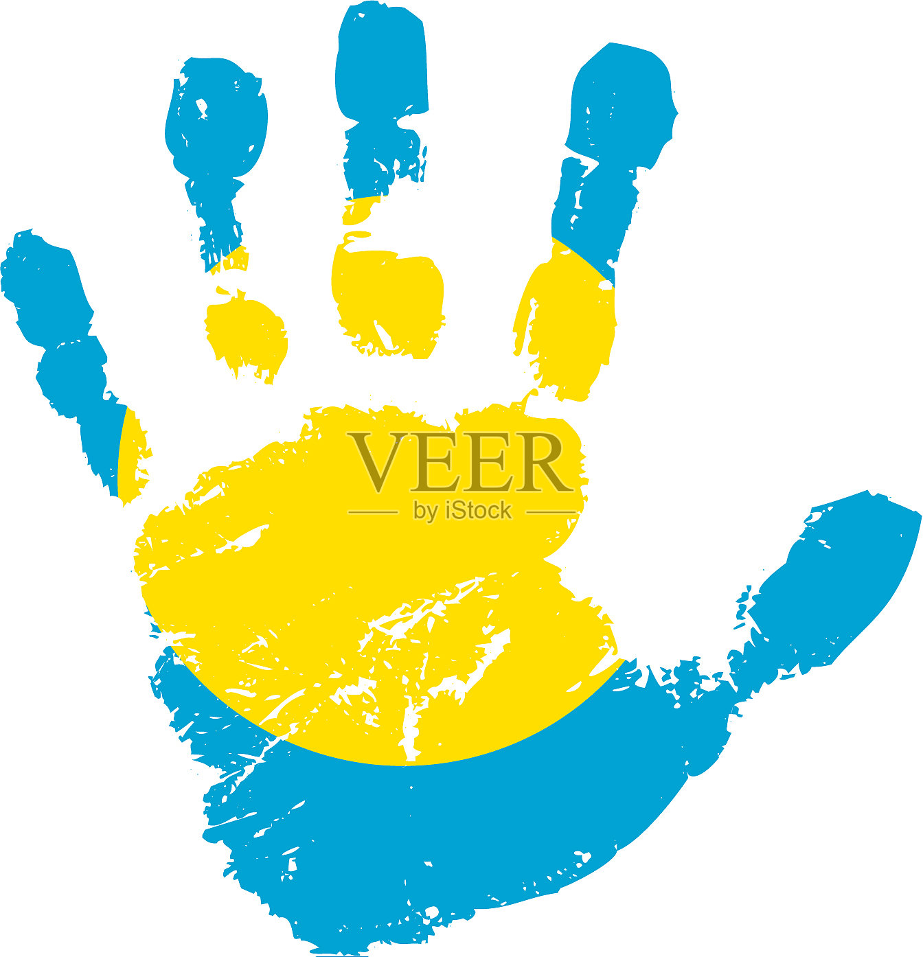 白色背景上的帕劳国旗和手设计元素图片