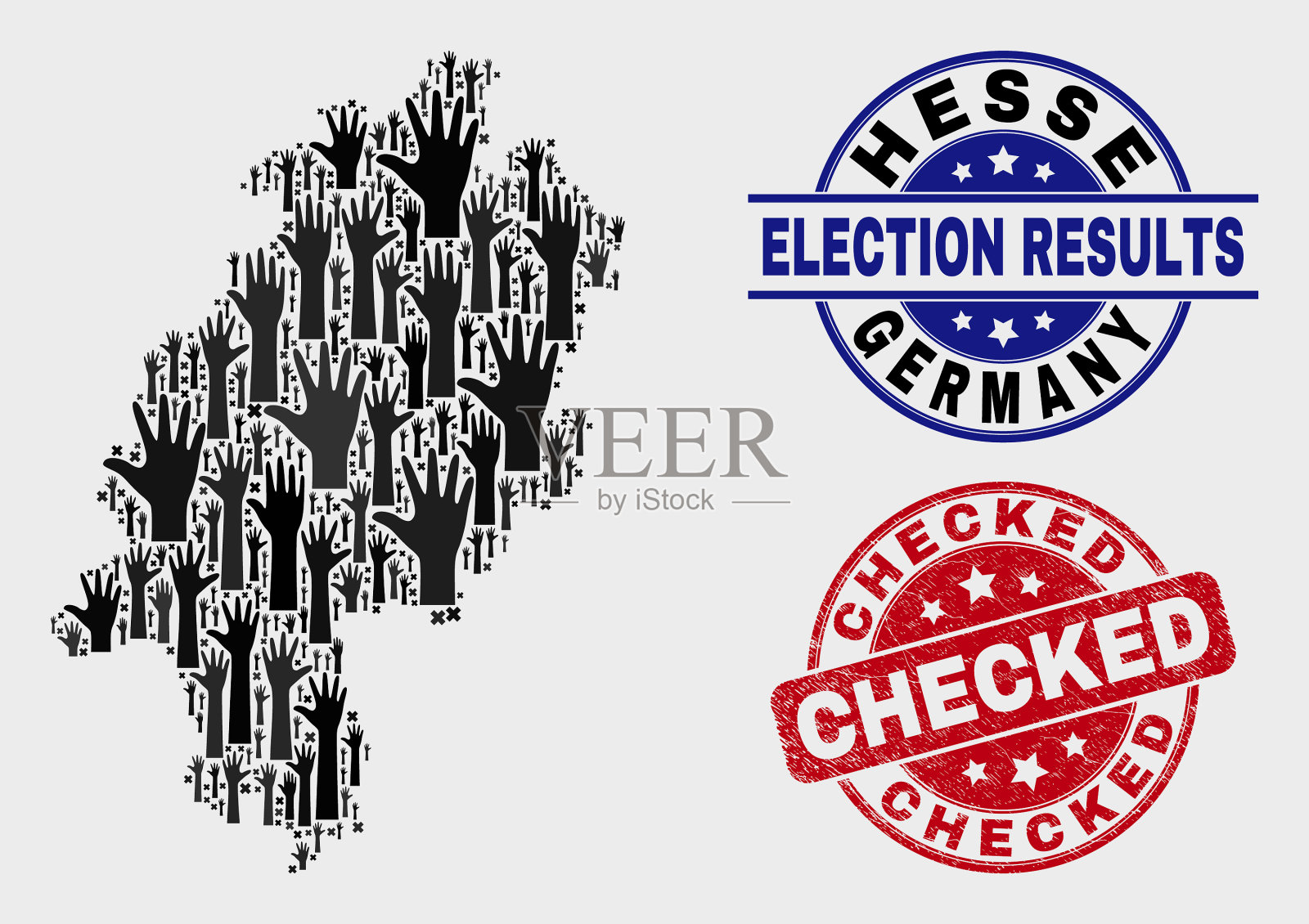 拼贴投票海斯地图集和垃圾插画图片素材