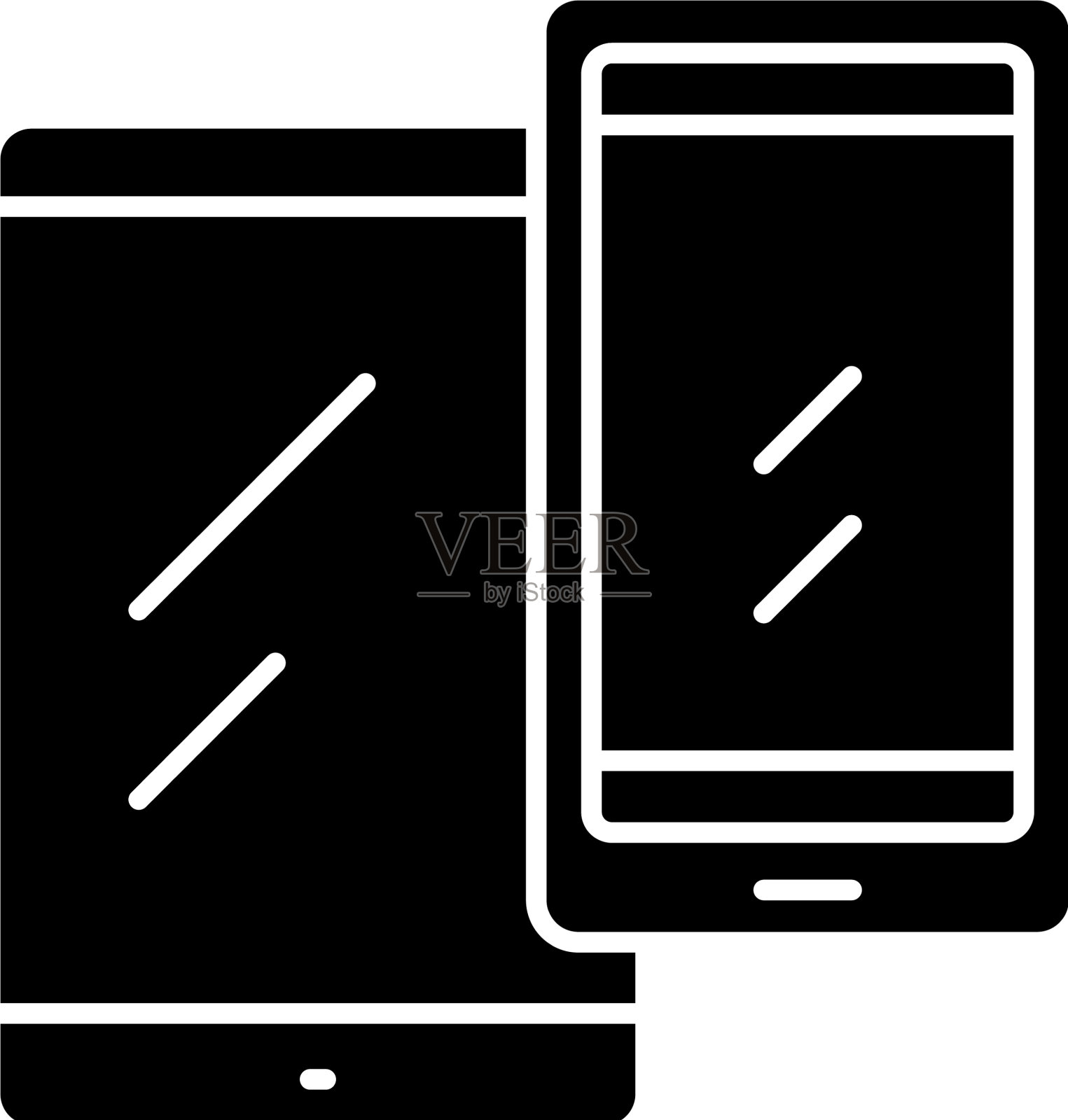 移动设备黑色图标上的标志隔离设计元素图片