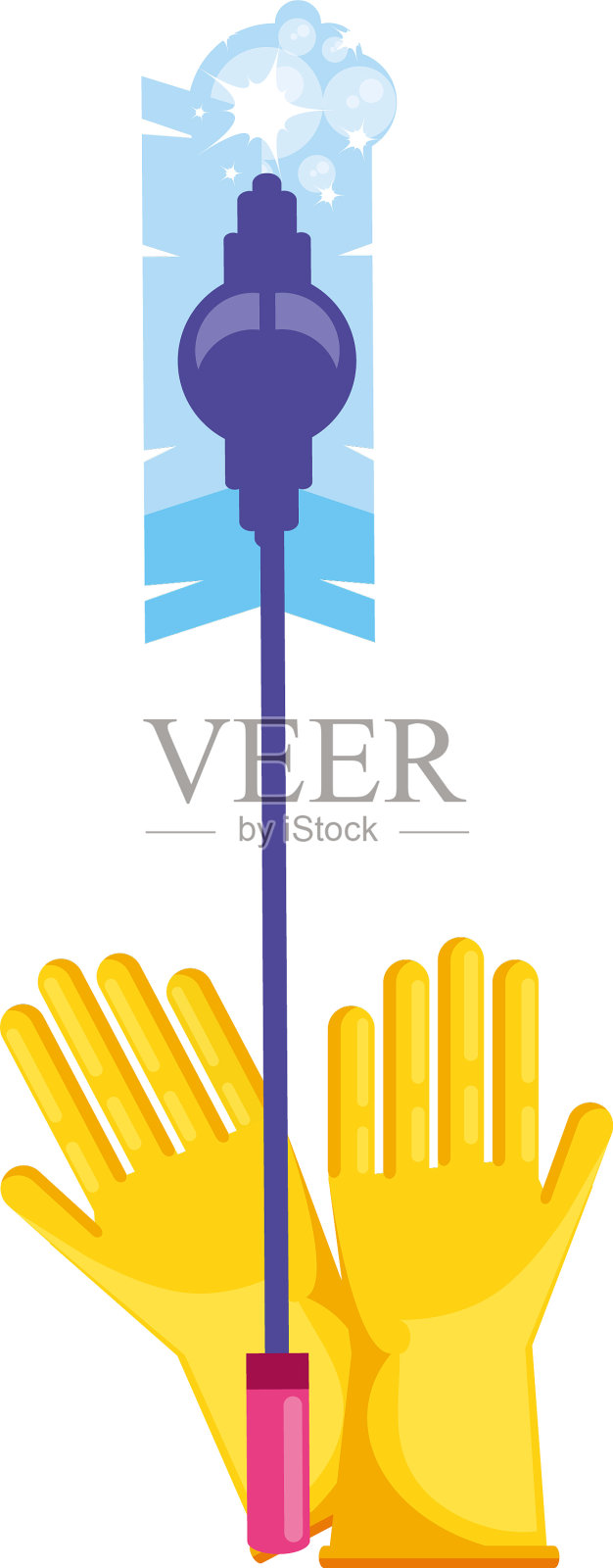隔离清洁手套和拖把设计设计元素图片
