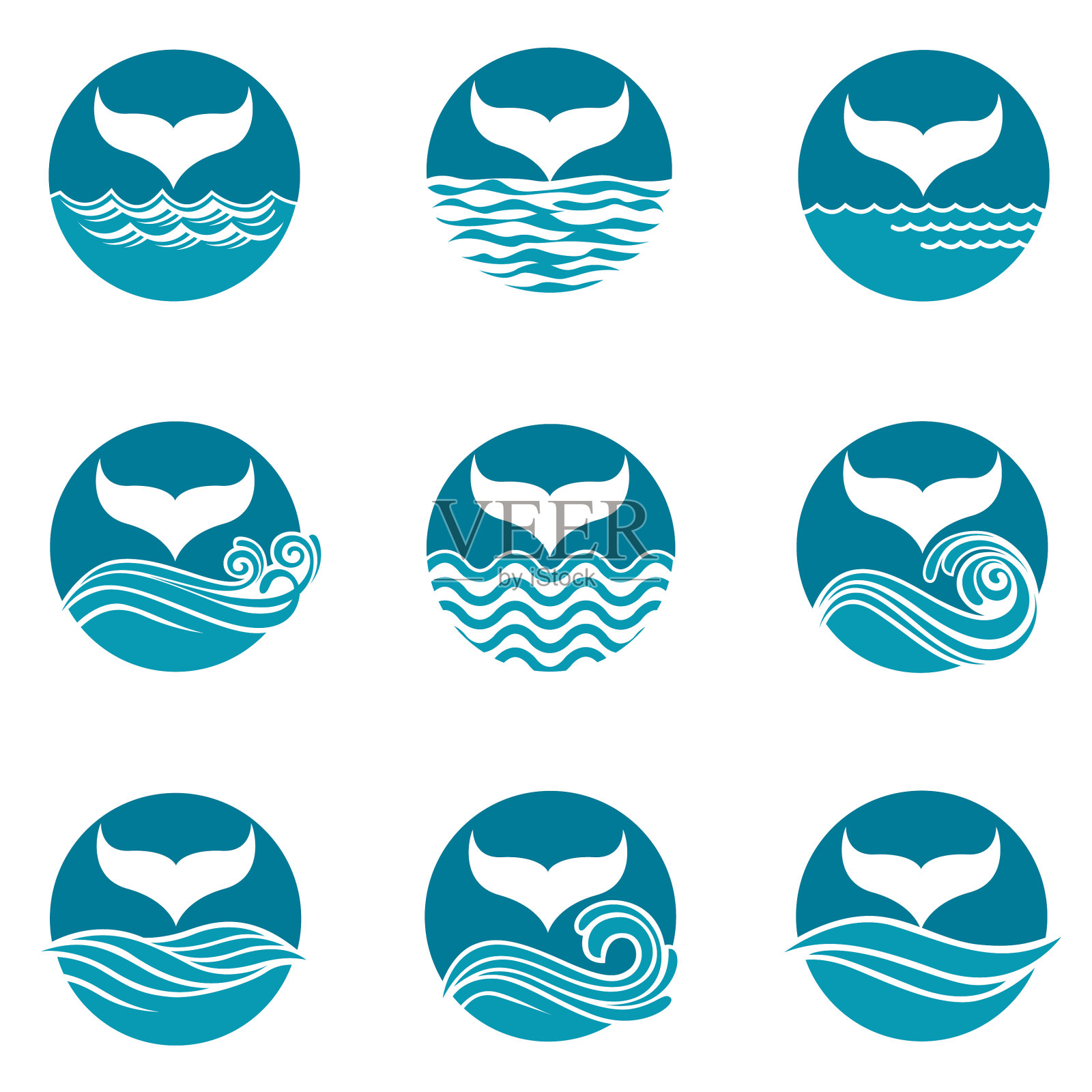 抽象鲸鱼尾巴图标集图标素材