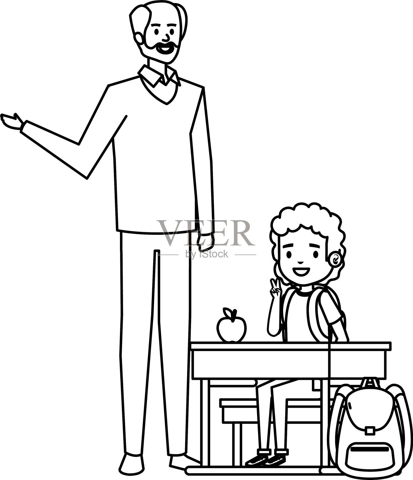 男生和男生坐在课桌上设计元素图片