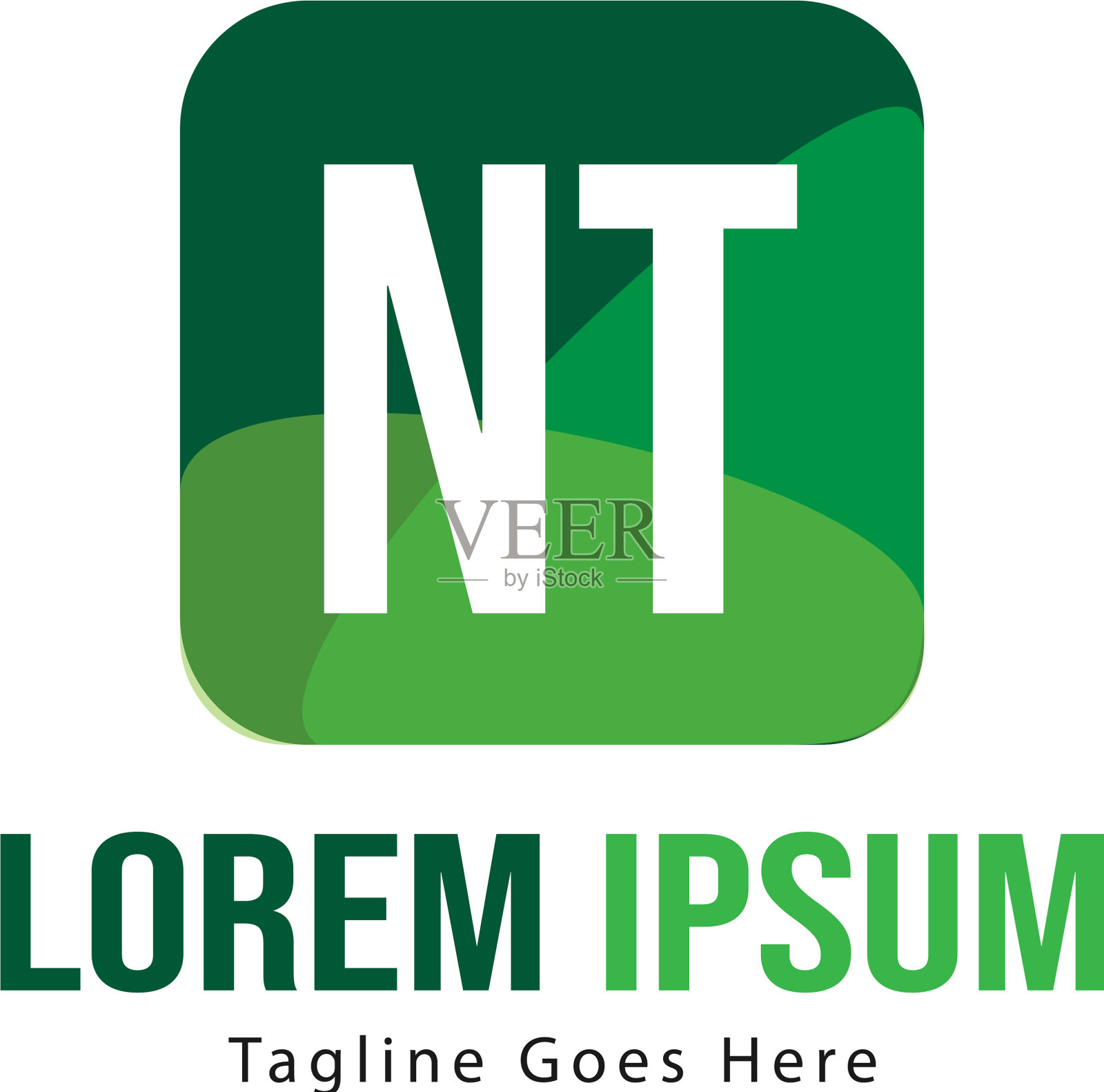 具有现代框架的初始nt标志模板插画图片素材