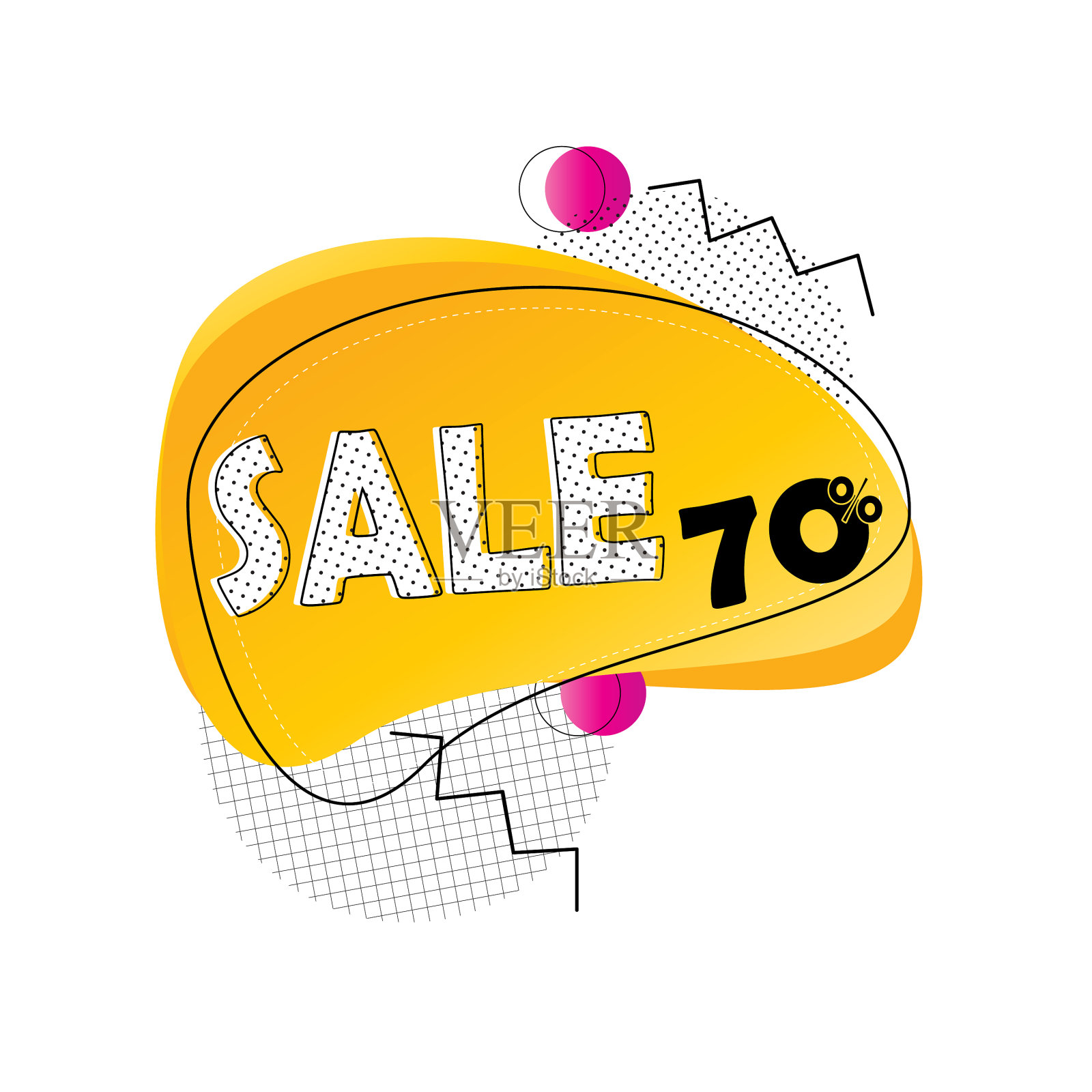 摘要黄色形状与70折销售设计元素图片