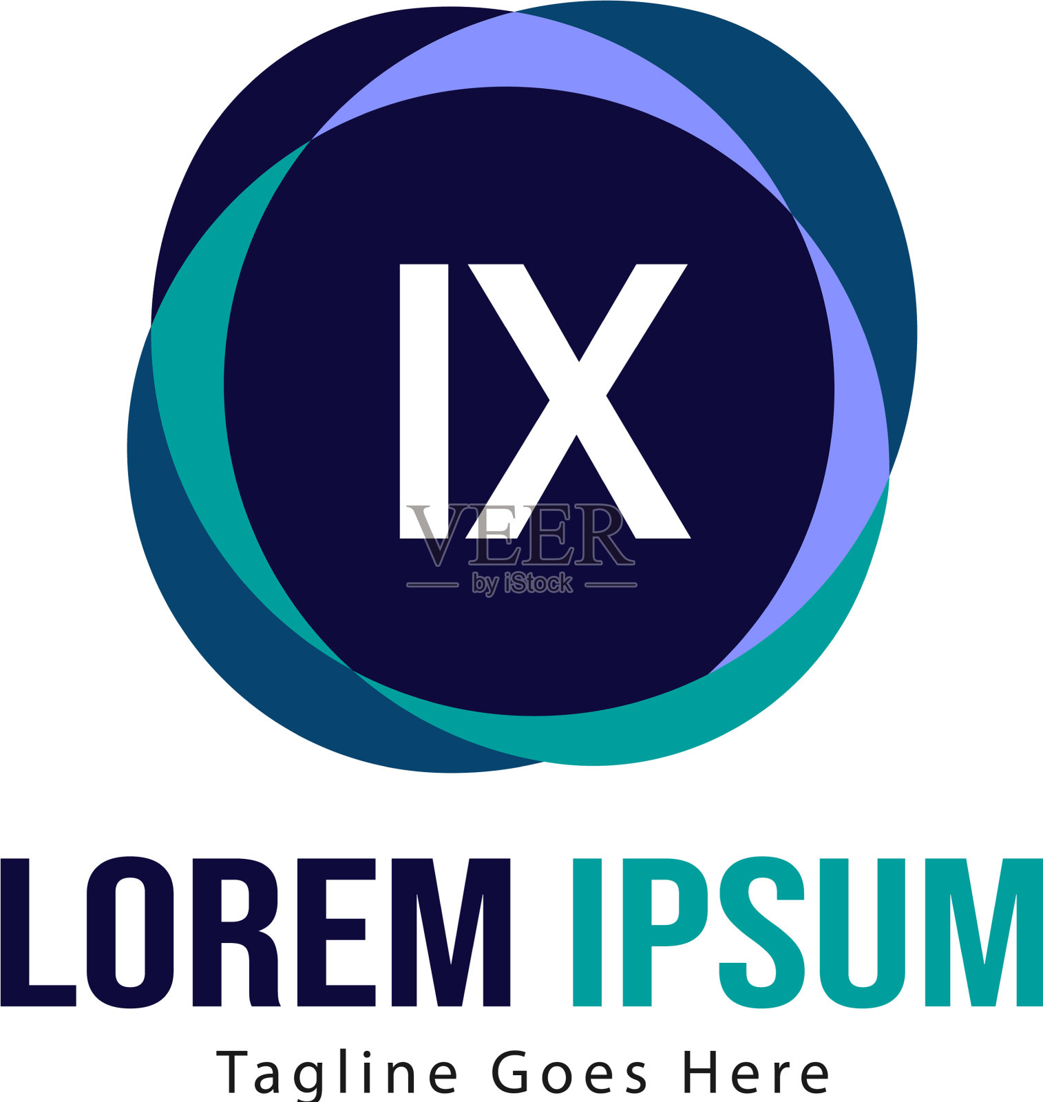 初始ix标志模板与现代框架插画图片素材