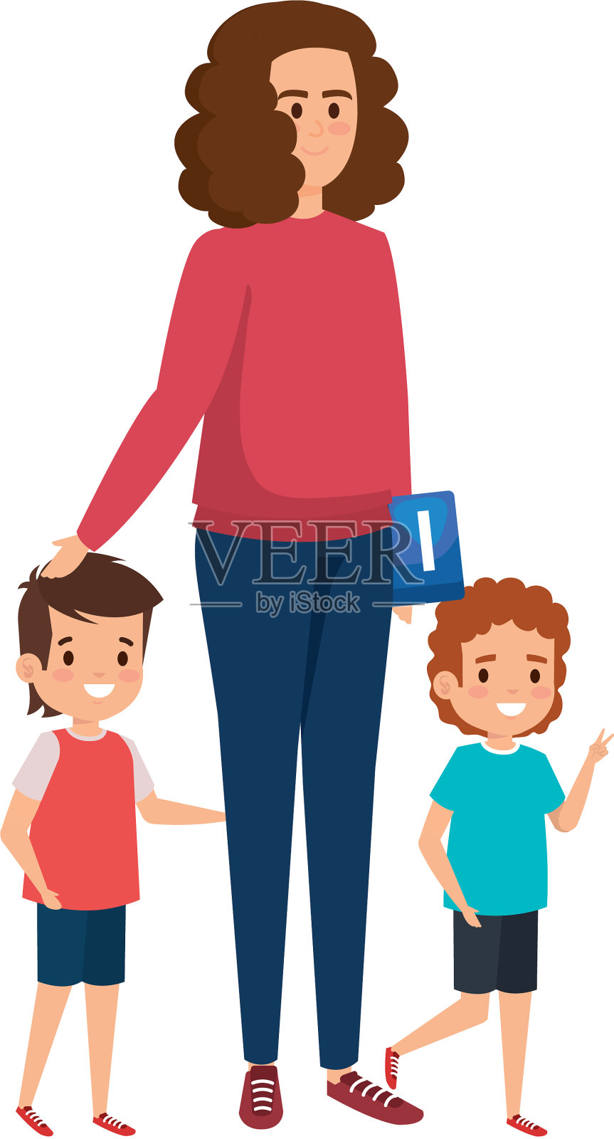 快乐的学生男生与女老师设计元素图片