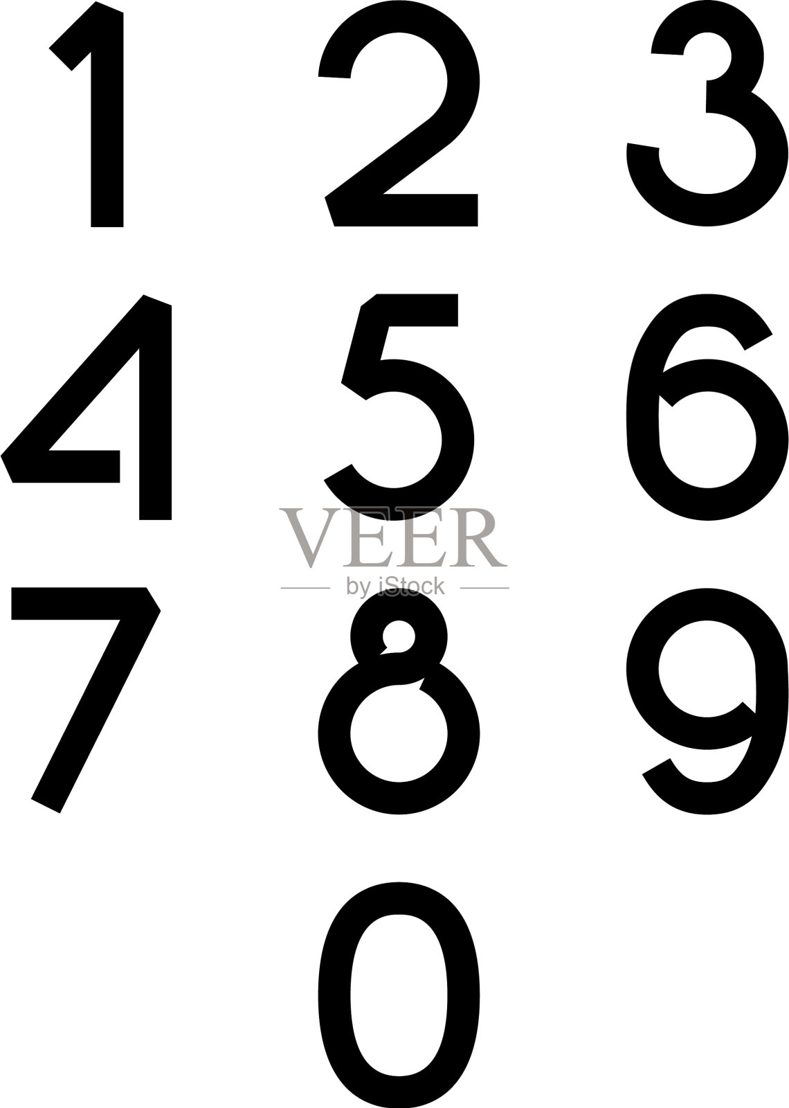 数字字体黑色设置从0到9的白色插画图片素材