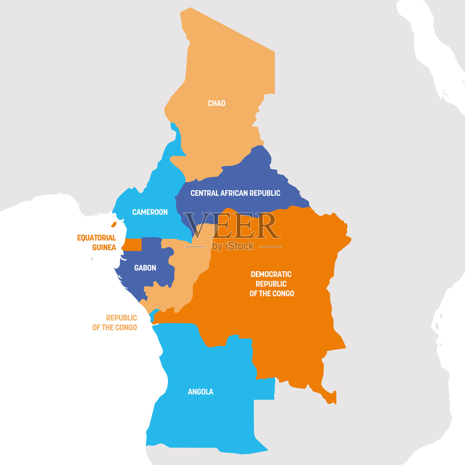 中非地区地图国家在中部插画图片素材