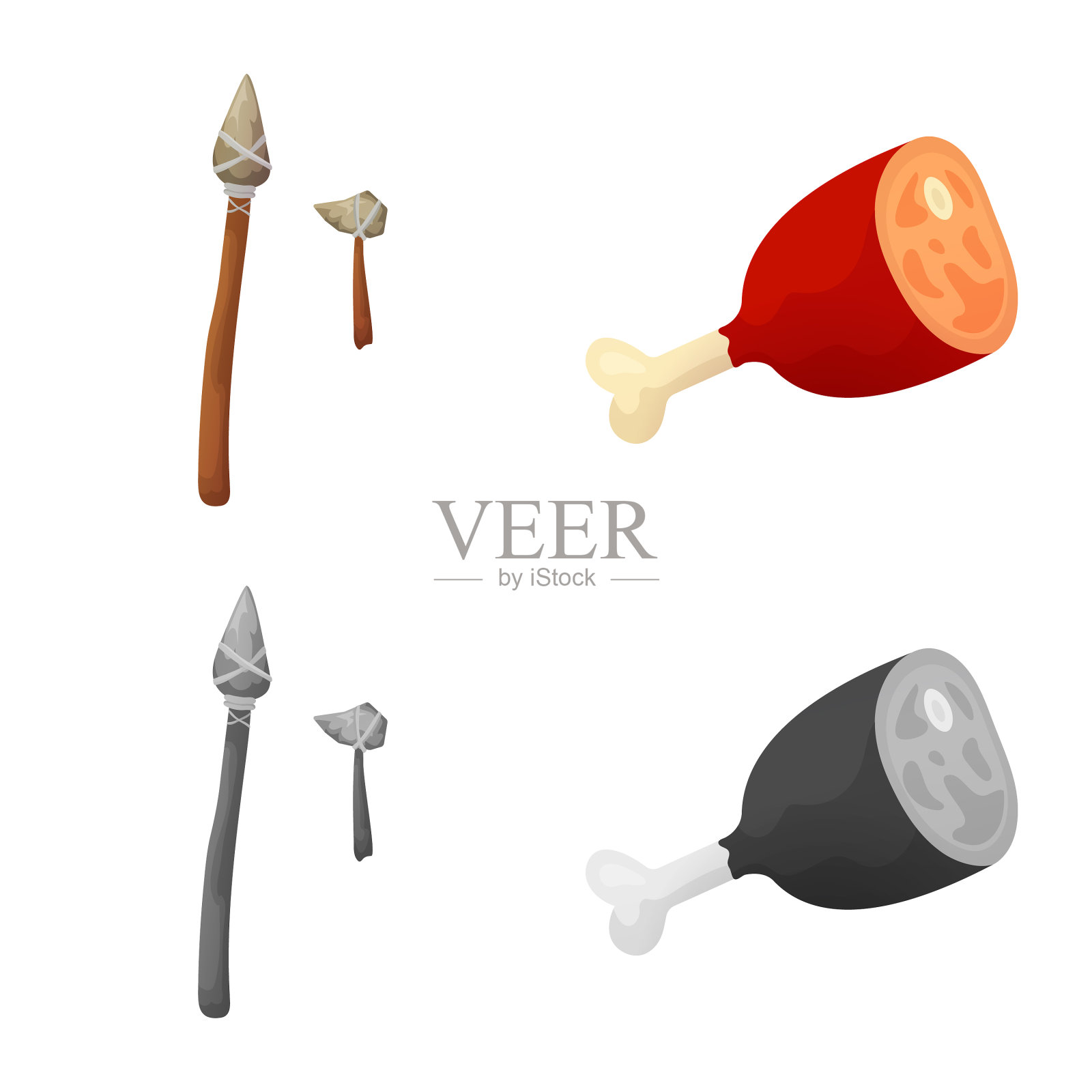 设计演变和新石器标志集图标素材