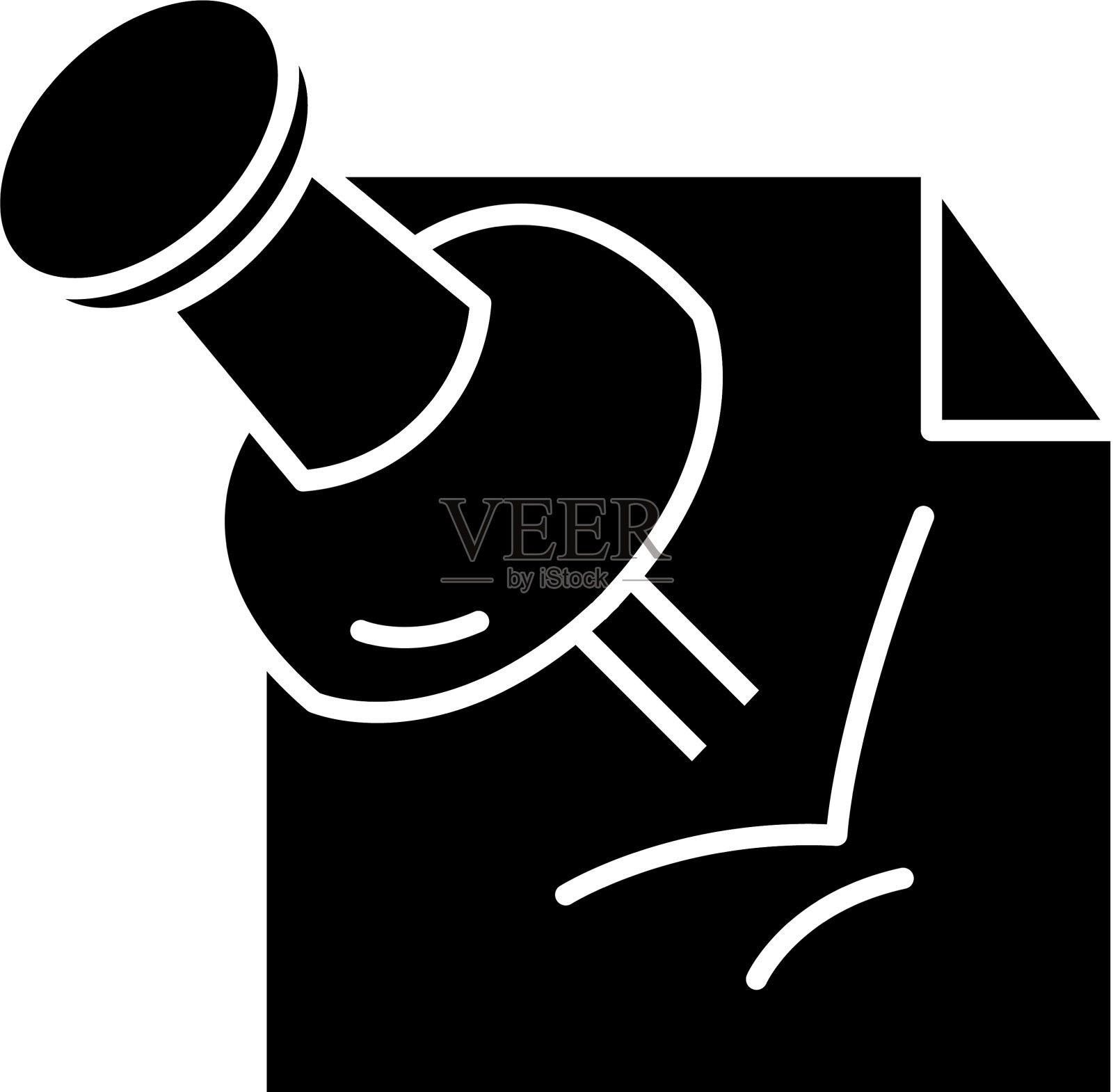 办公室别针黑色图标标志上隔离插画图片素材